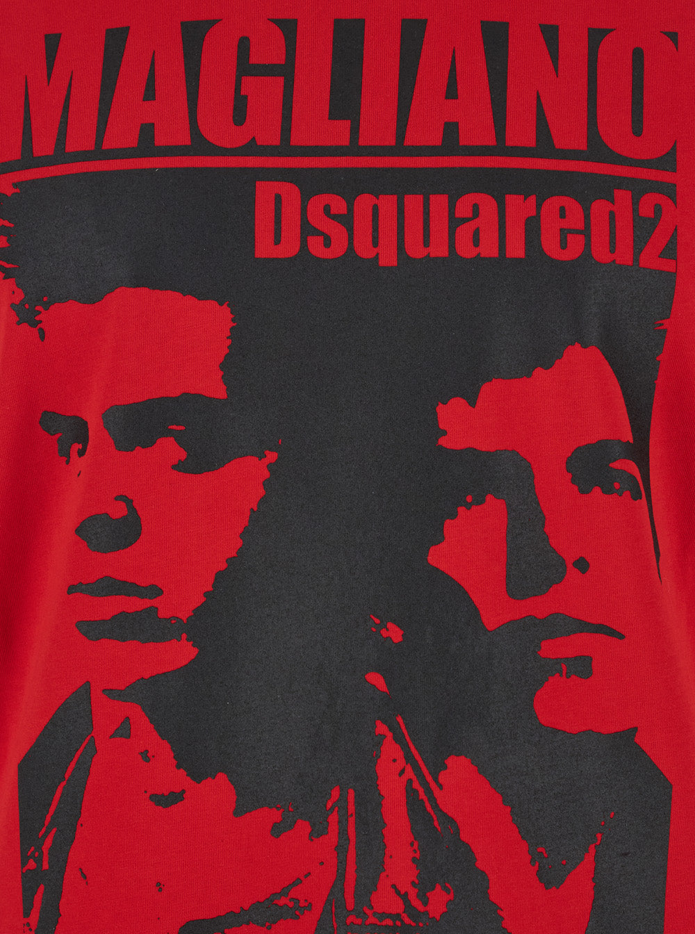 Dsquared2 Men 'D2 X Magliano' Red Crewneck T-Shirt With Maxi Print On The Front In Cotton Man DSQUARED2