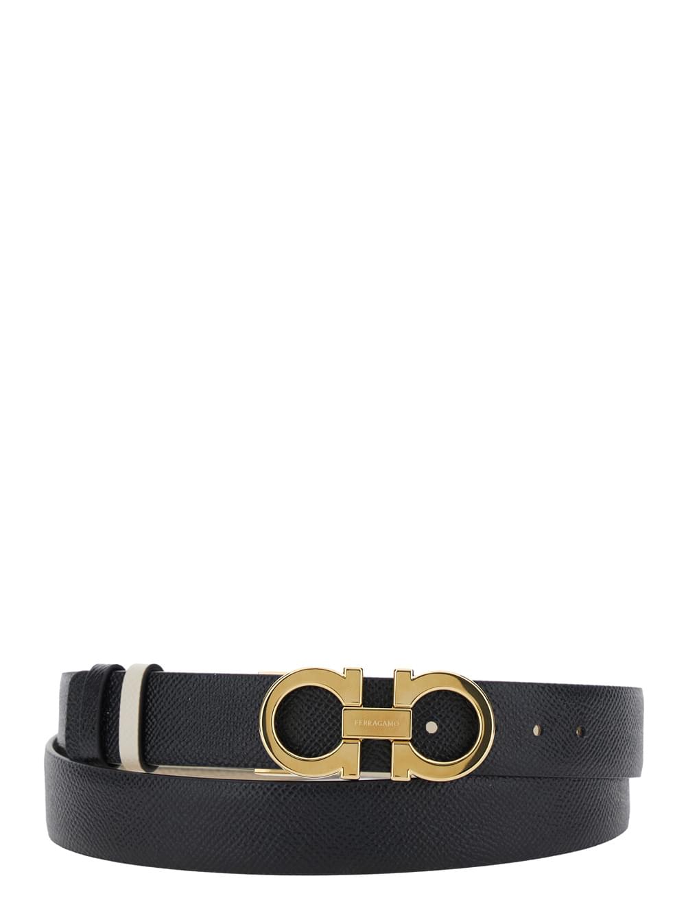 Ferragamo Women Belt With Gancini Buckle And Logo Lettering In White Leather For Women FERRAGAMO