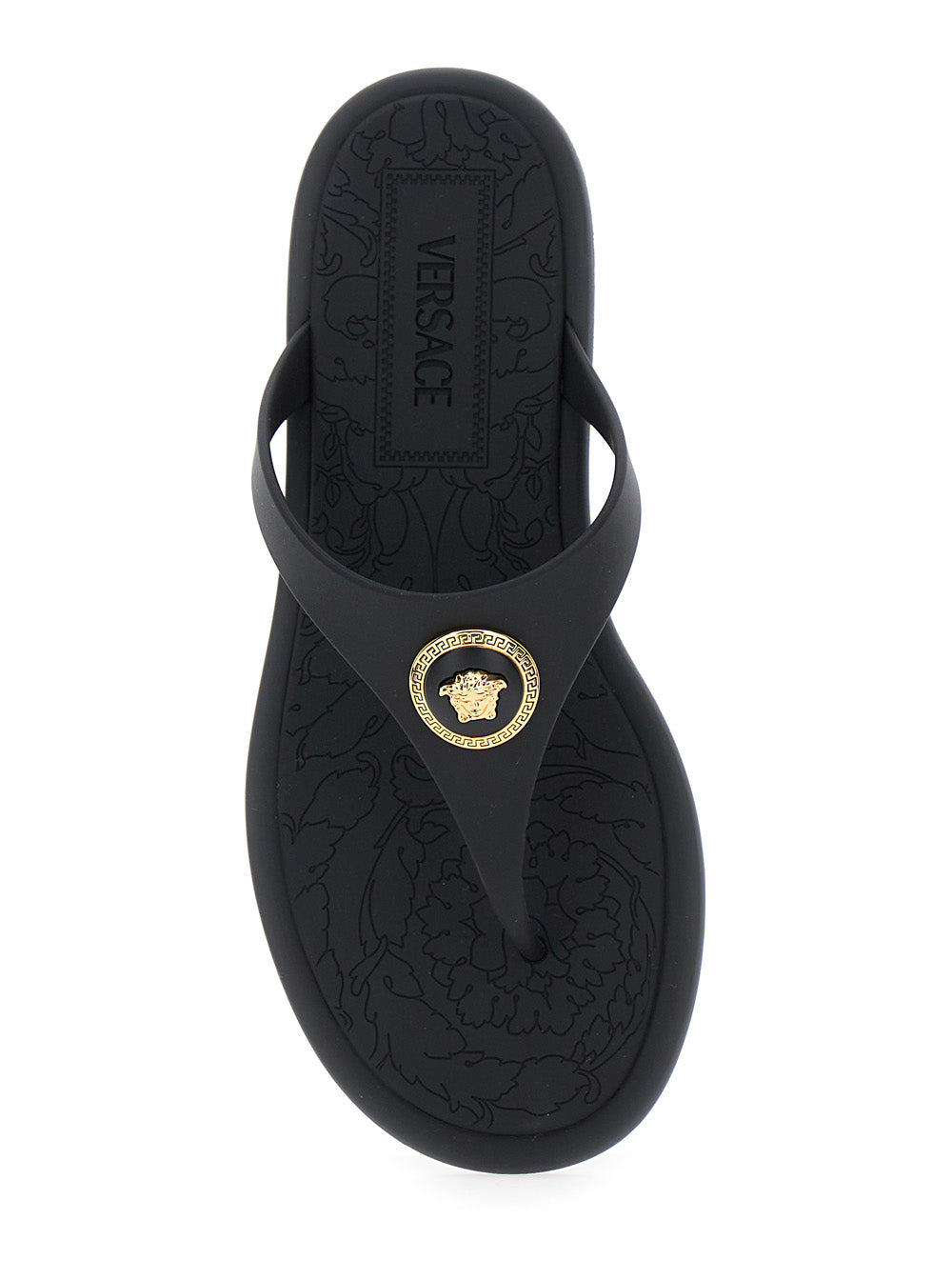 Versace Women Black Slides With Medusa Detail In Rubber Woman