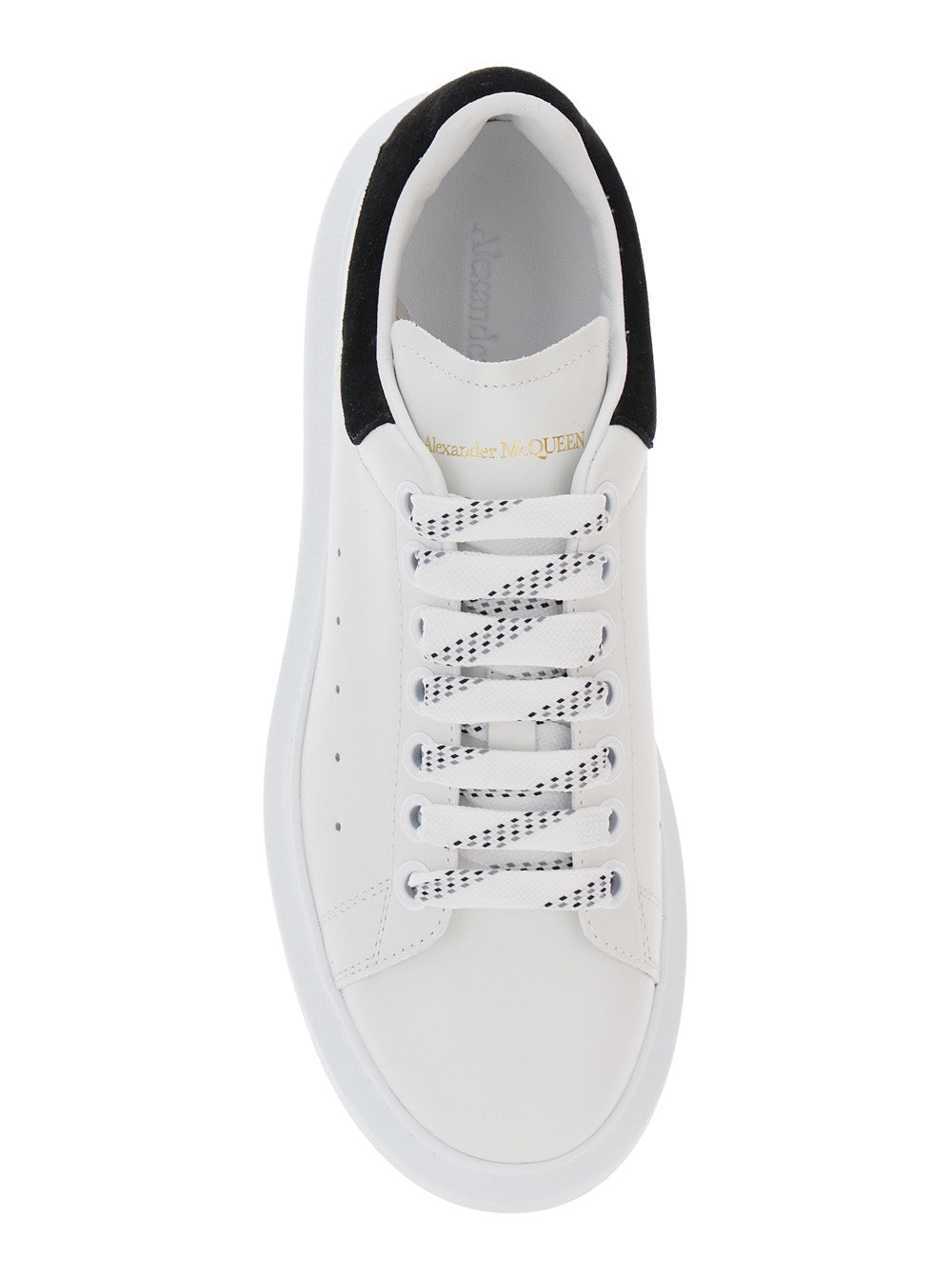 Alexander Mcqueen Women Black And White Low Top Sneakers With Logo Lettering On The Tongue And Contrasting Heel With Logo Lettering In Leather Woman ALEXANDER MCQUEEN