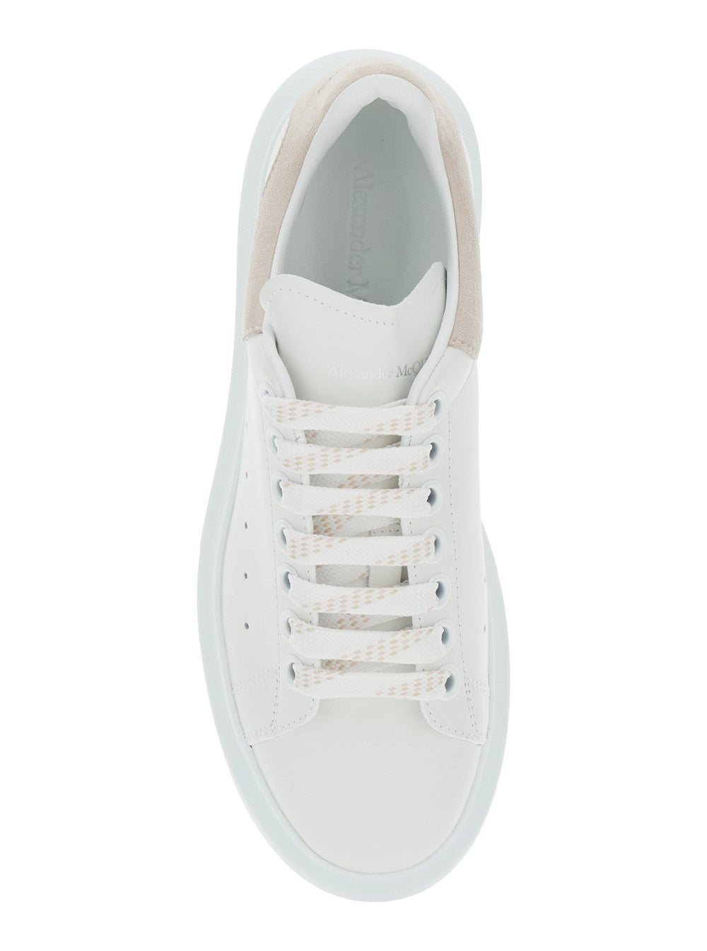 Alexander Mcqueen Women White Leather Low Top Sneakers With Contrast Heel And Logo Lettering For Women ALEXANDER MCQUEEN