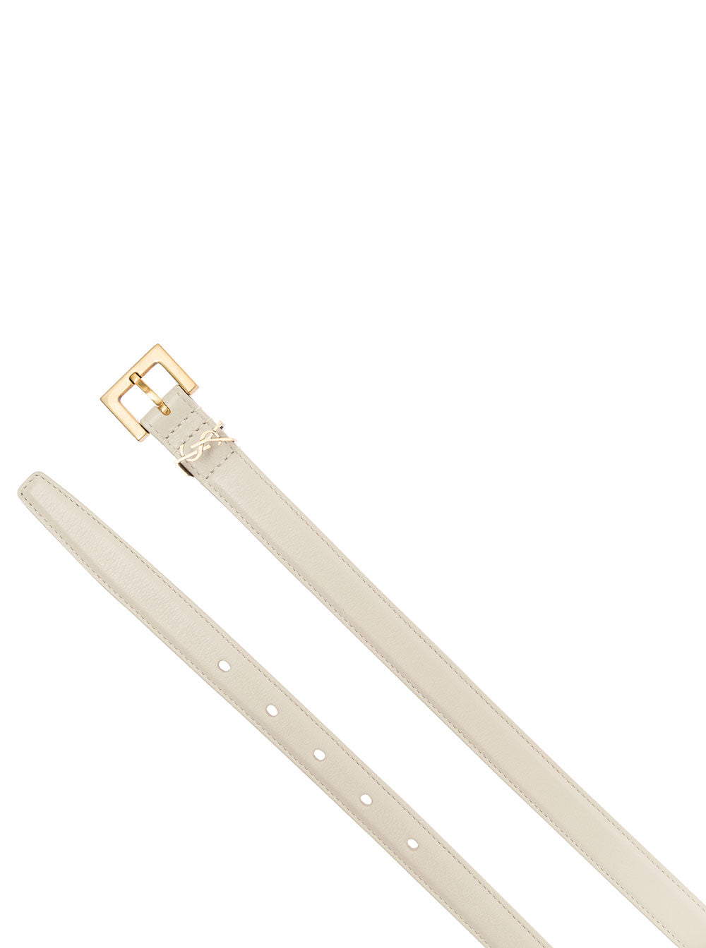 Saint Laurent Women White Belt With Cassandre Logo Buckle In Leather Woman SAINT LAURENT
