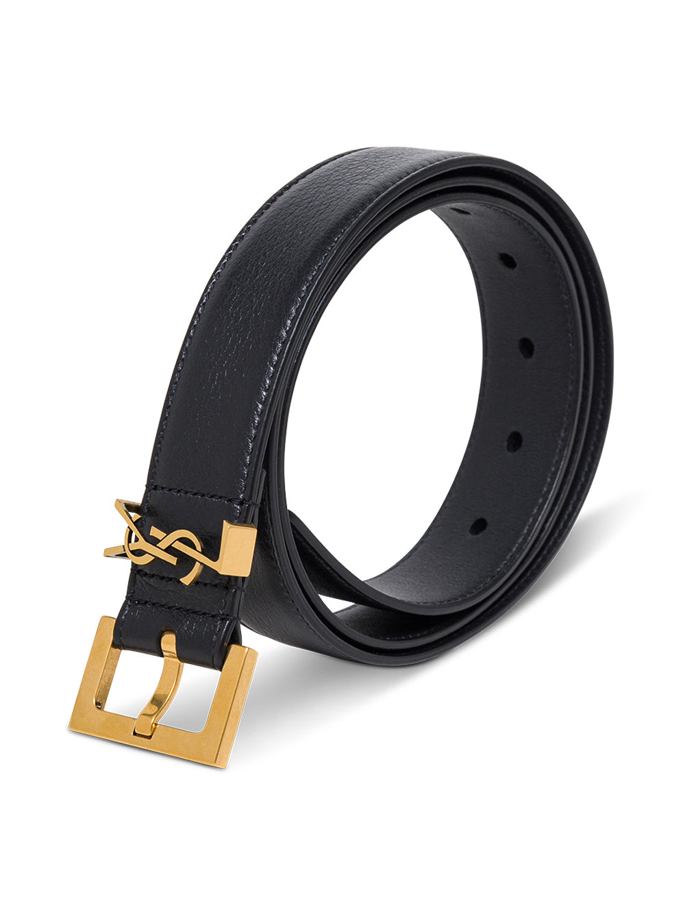 Saint Laurent Women Black Leather Belt With Logo Buckle Women Saint Laurent SAINT LAURENT