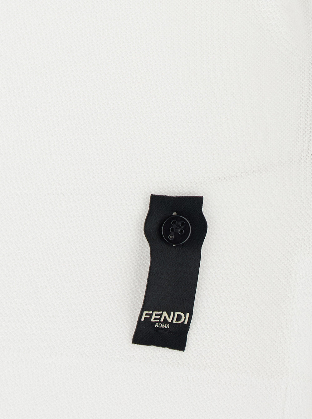Fendi Men White Polo Shirt With Logo Patch On The Front In Cotton Pique Man FENDI