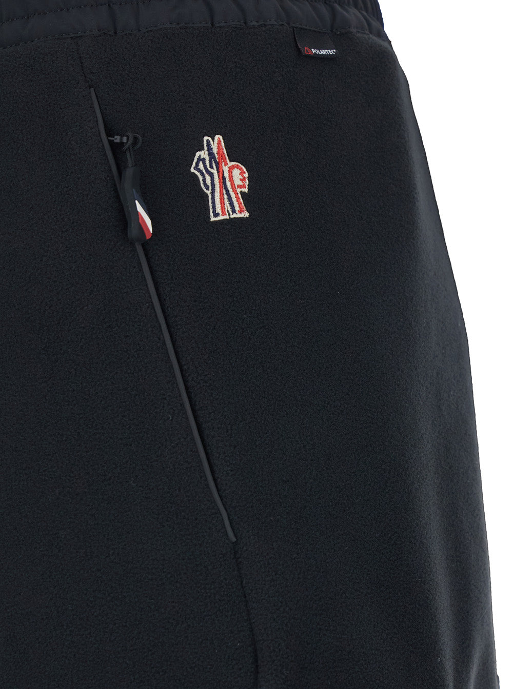 Moncler Grenoble Men Black Pants With Side Logo Patch And Tech Fabric Inserts In Fleece Man MONCLER GRENOBLE
