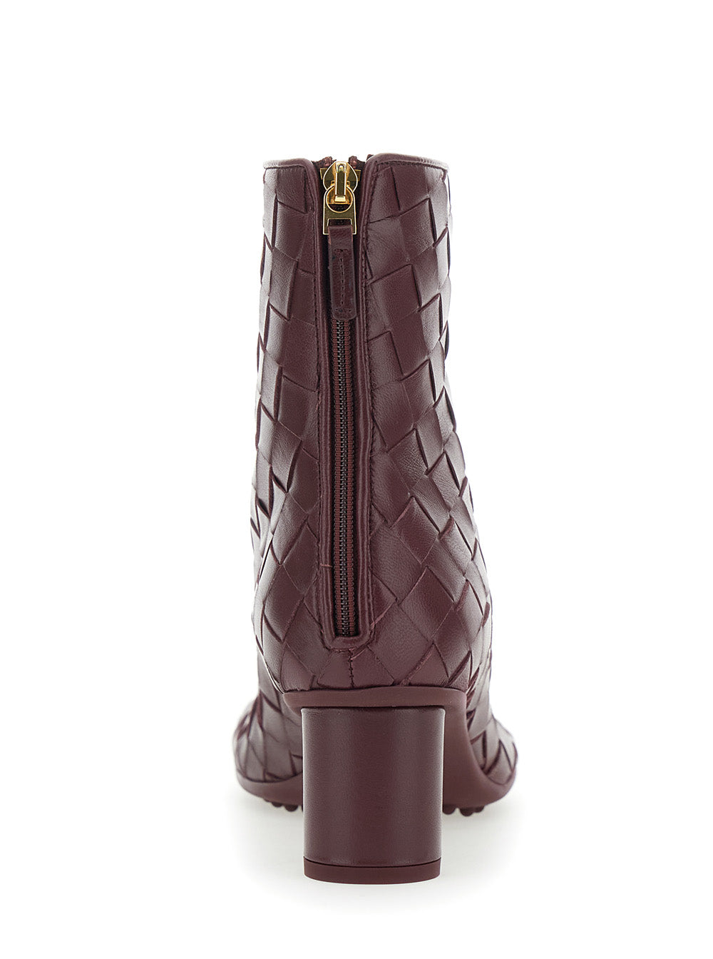 Bottega Veneta Women 'Atomic' Bordeaux Ankle Boots With Braided Design And Kitten Heel In Leather Woman BOTTEGA VENETA