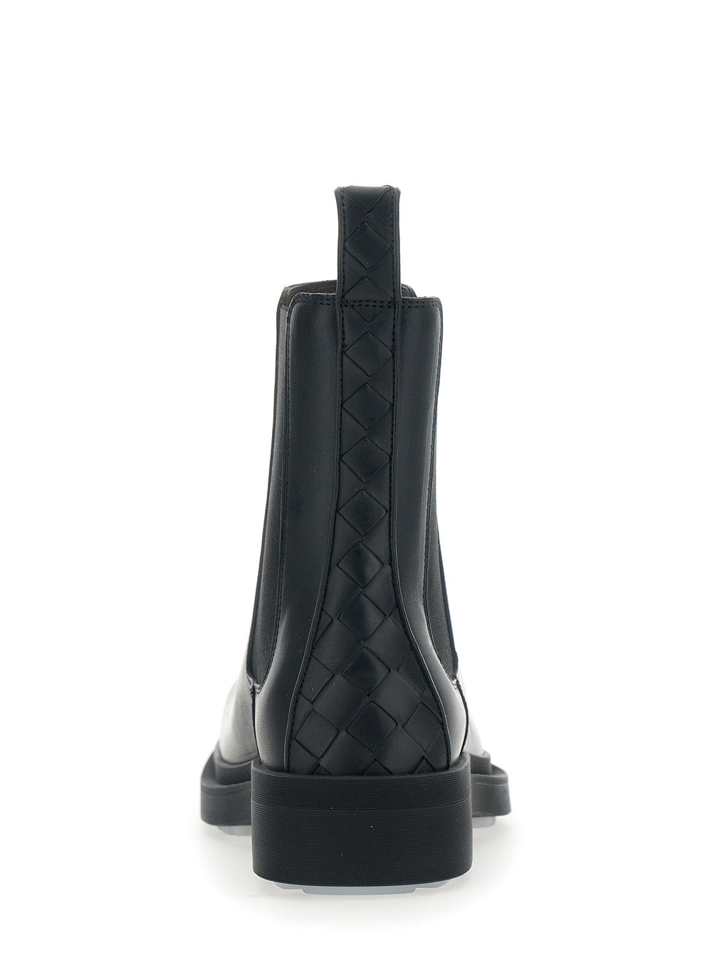 Bottega Veneta Women Black Ankle Boots With Elastic Side And Intreccio On The Back In Leather Woman BOTTEGA VENETA