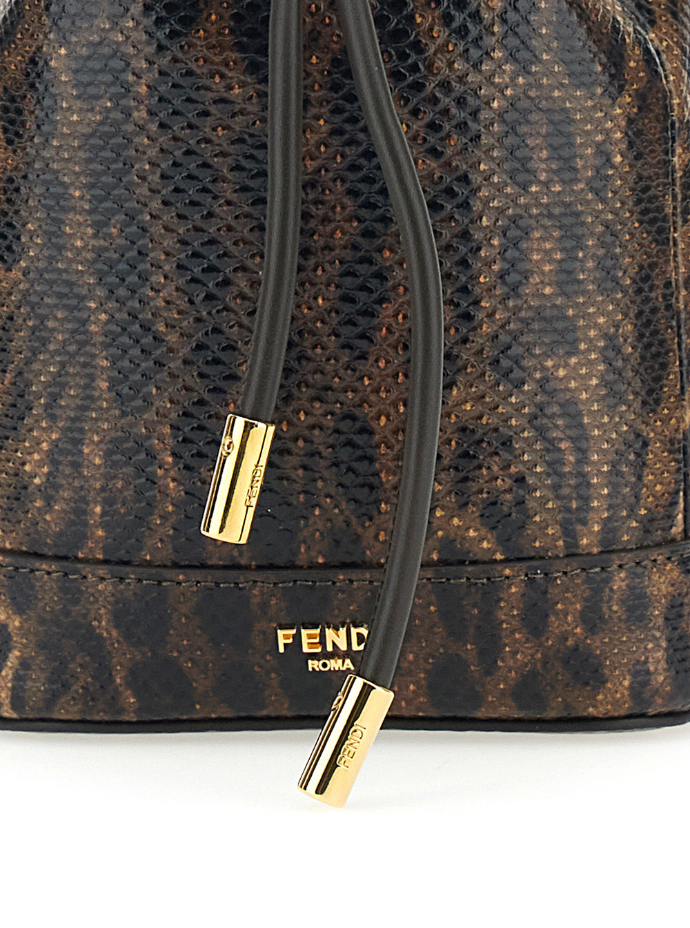 Fendi Women 'Mon Tresor Mini' Brown Handbag With Removable Shoulder Strap And Jaguar Print In Leather Woman FENDI