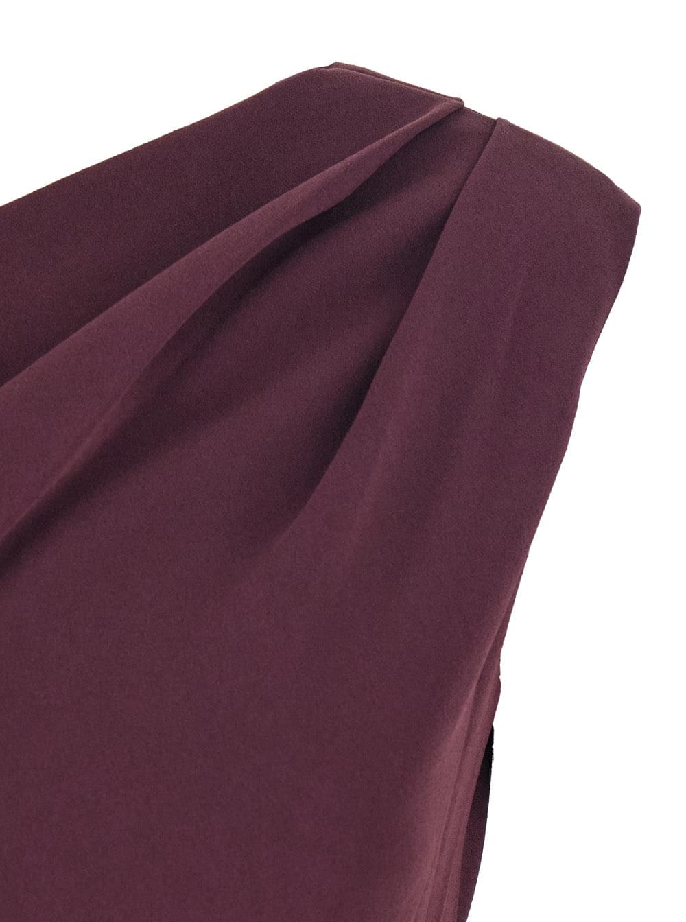 Solace London Women 'Irina' Bordeaux One-Shoulder Long Dress With Draped Neckline In Fabric Woman SOLACE LONDON