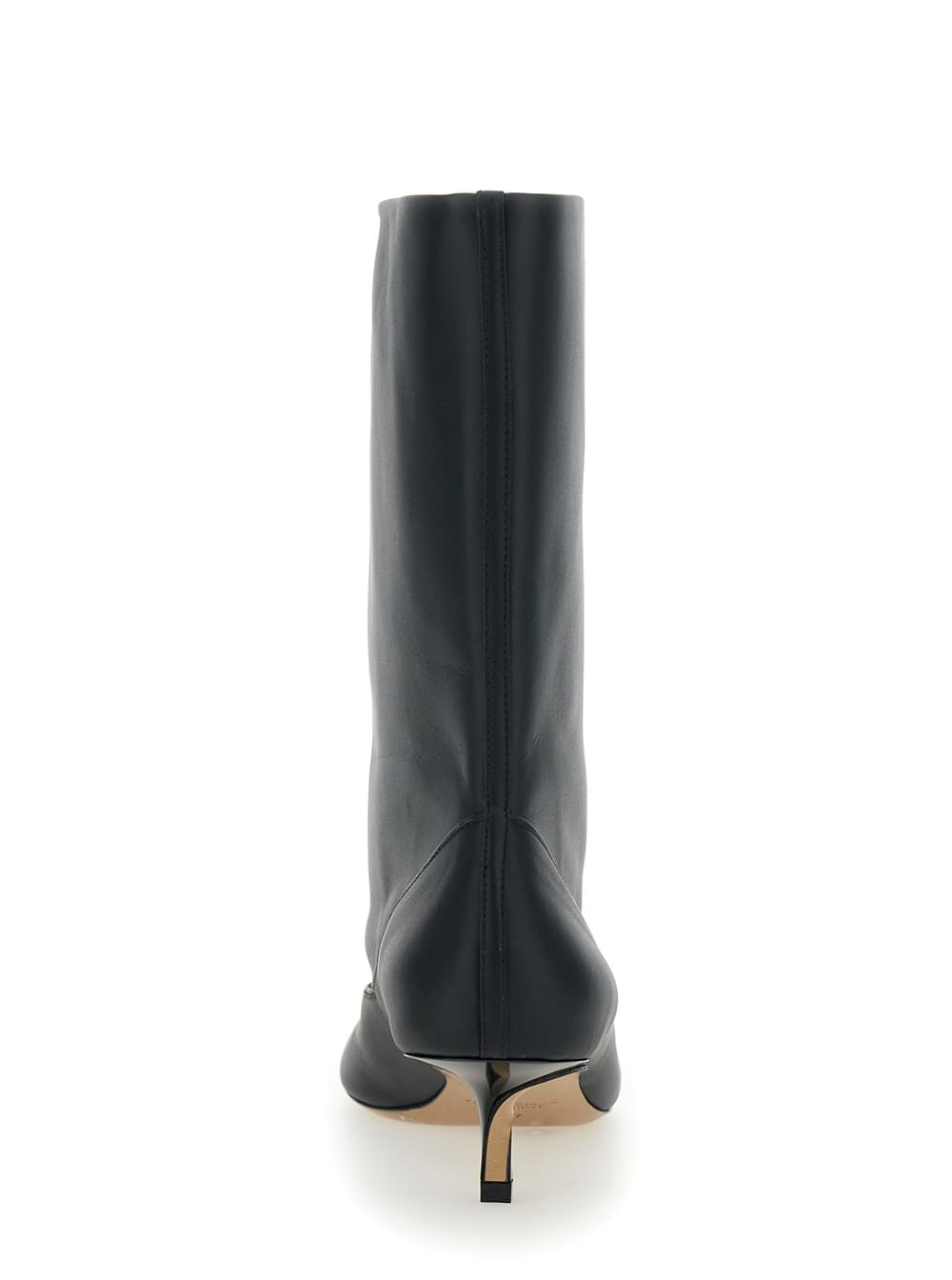 Jacquemus Women 'Les Bottes Tourni' Black Ankle Boots With Pointed Toe And Low Stiletto Heel In Leather Woman