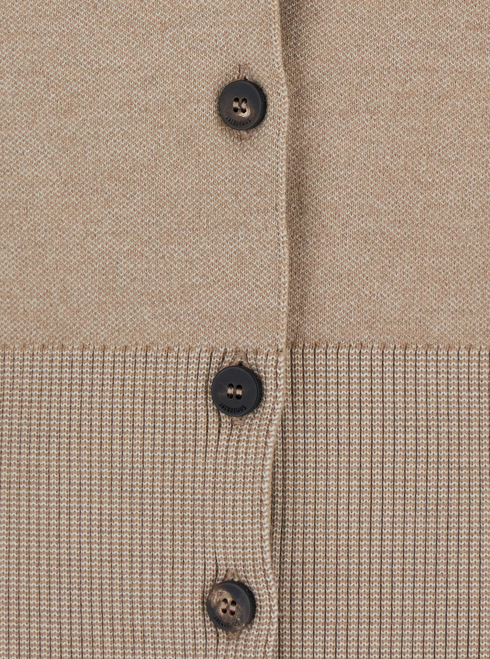 Jacquemus Women 'Le Gilet Doppio' Beige Cardigan With Round Neck And Ribbed Trims In Wool Blend Stretch Woman