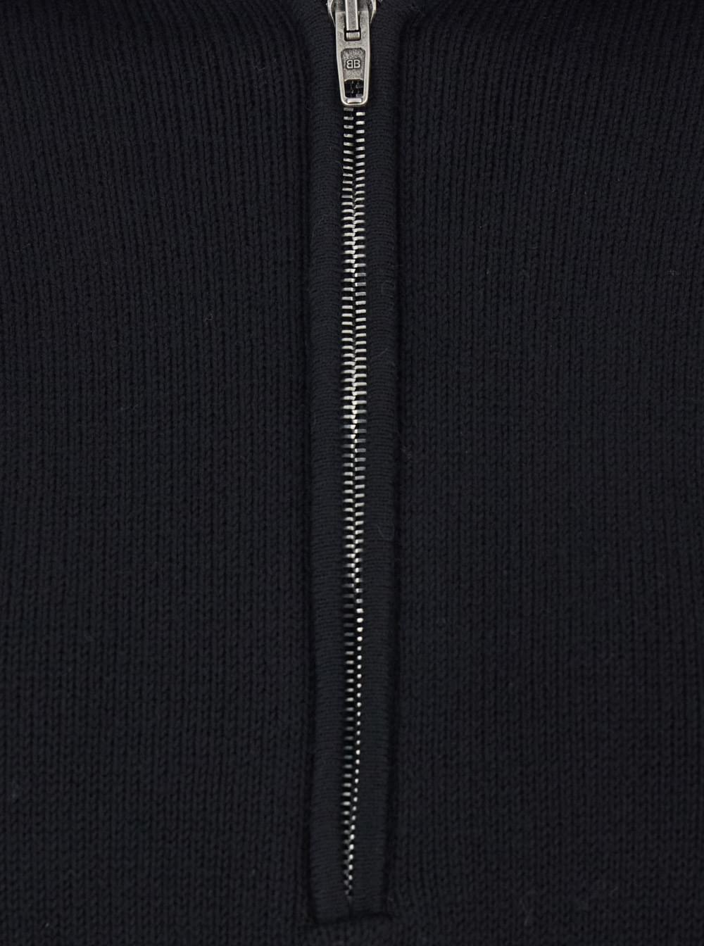 Balenciaga Women Black Turtleneck Sweater With Rear Half Zip Closure In Cotton Blend Stretch Woman BALENCIAGA