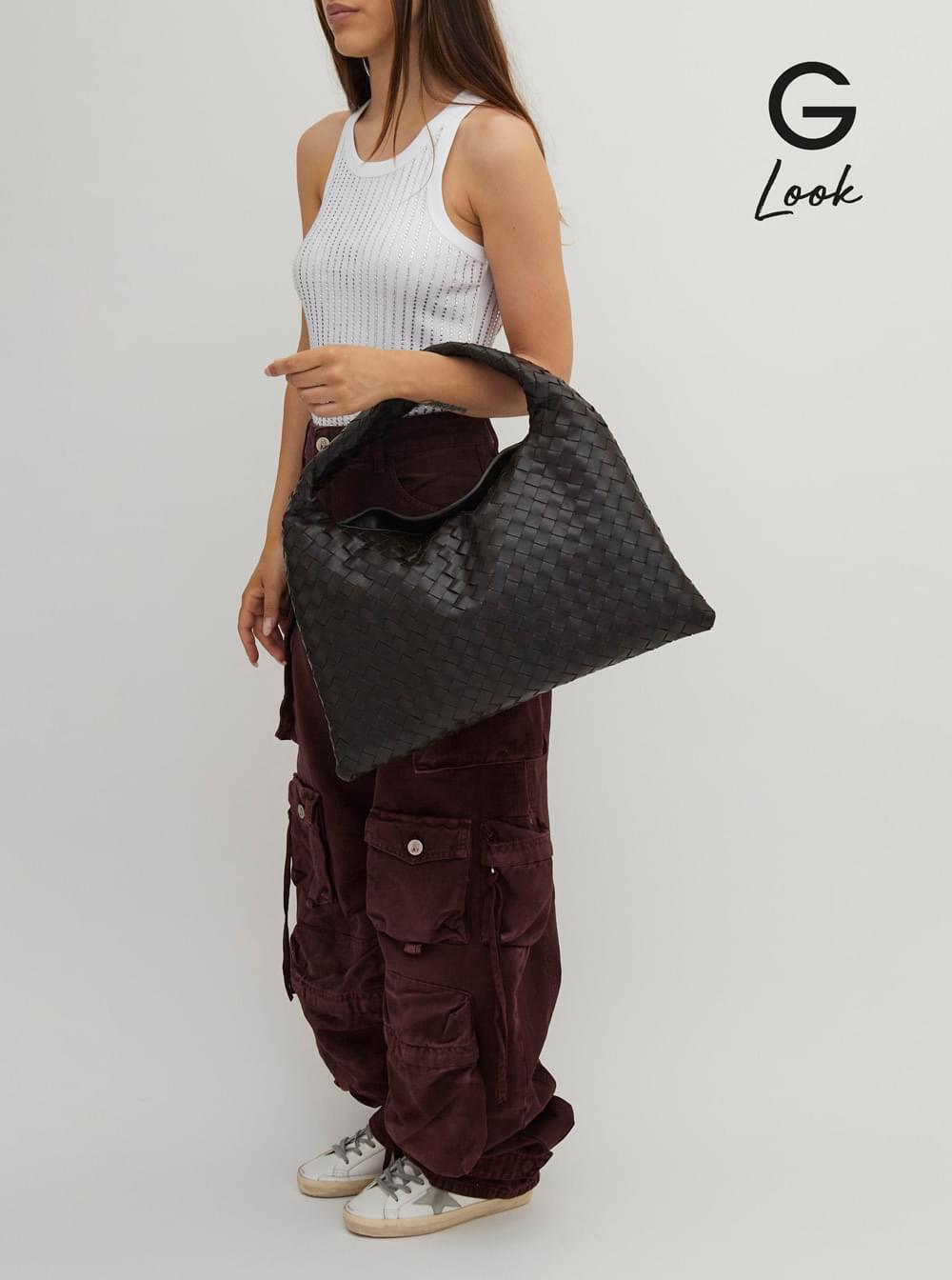 Bottega Veneta Women Shoulder Bag 'Hop Piccola' With Intreccio Motif In Brown Leather For Women BOTTEGA VENETA