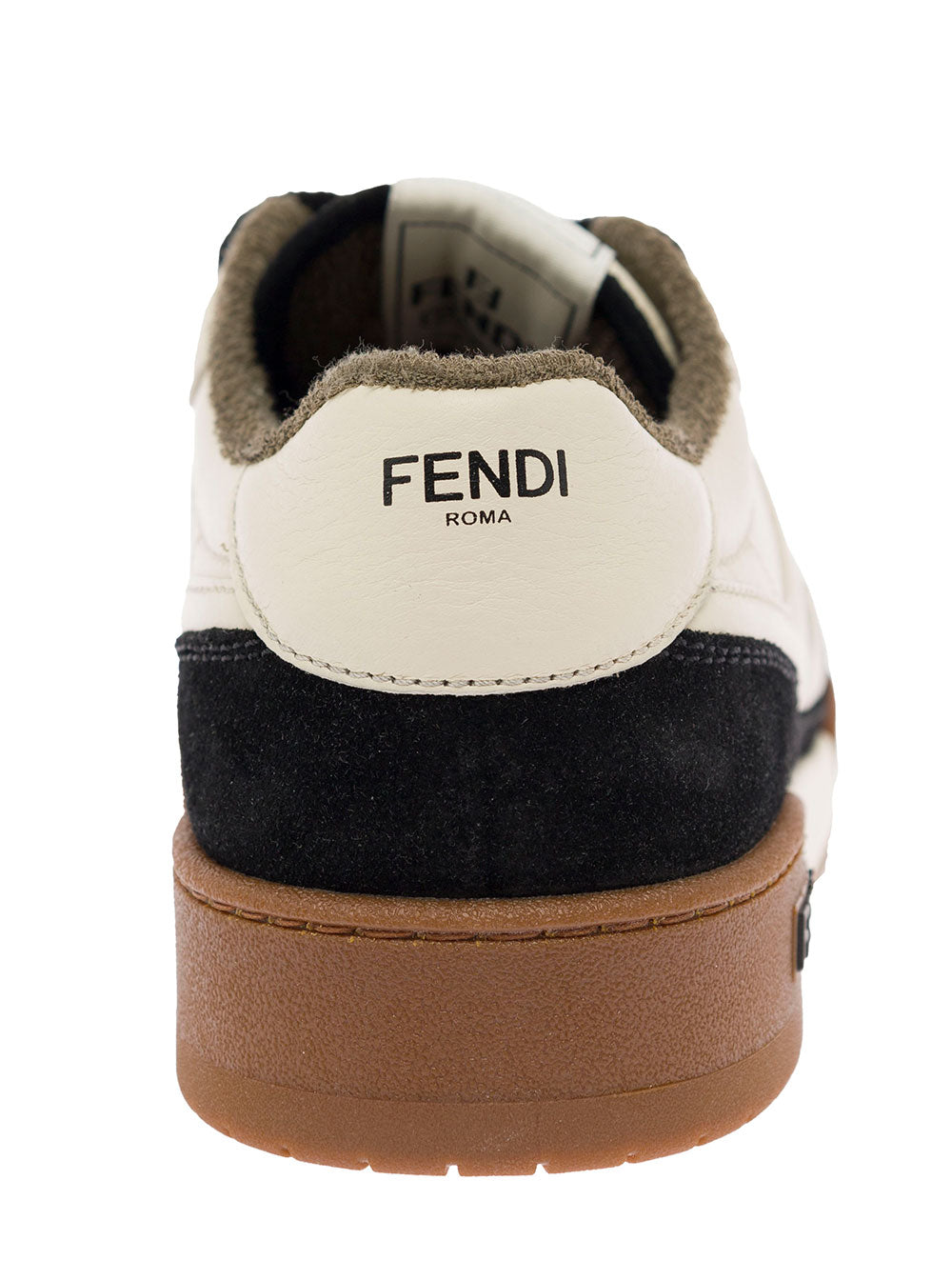 Fendi Men Black Low Top Sneakers With Raised Logo In Suede For Men FENDI