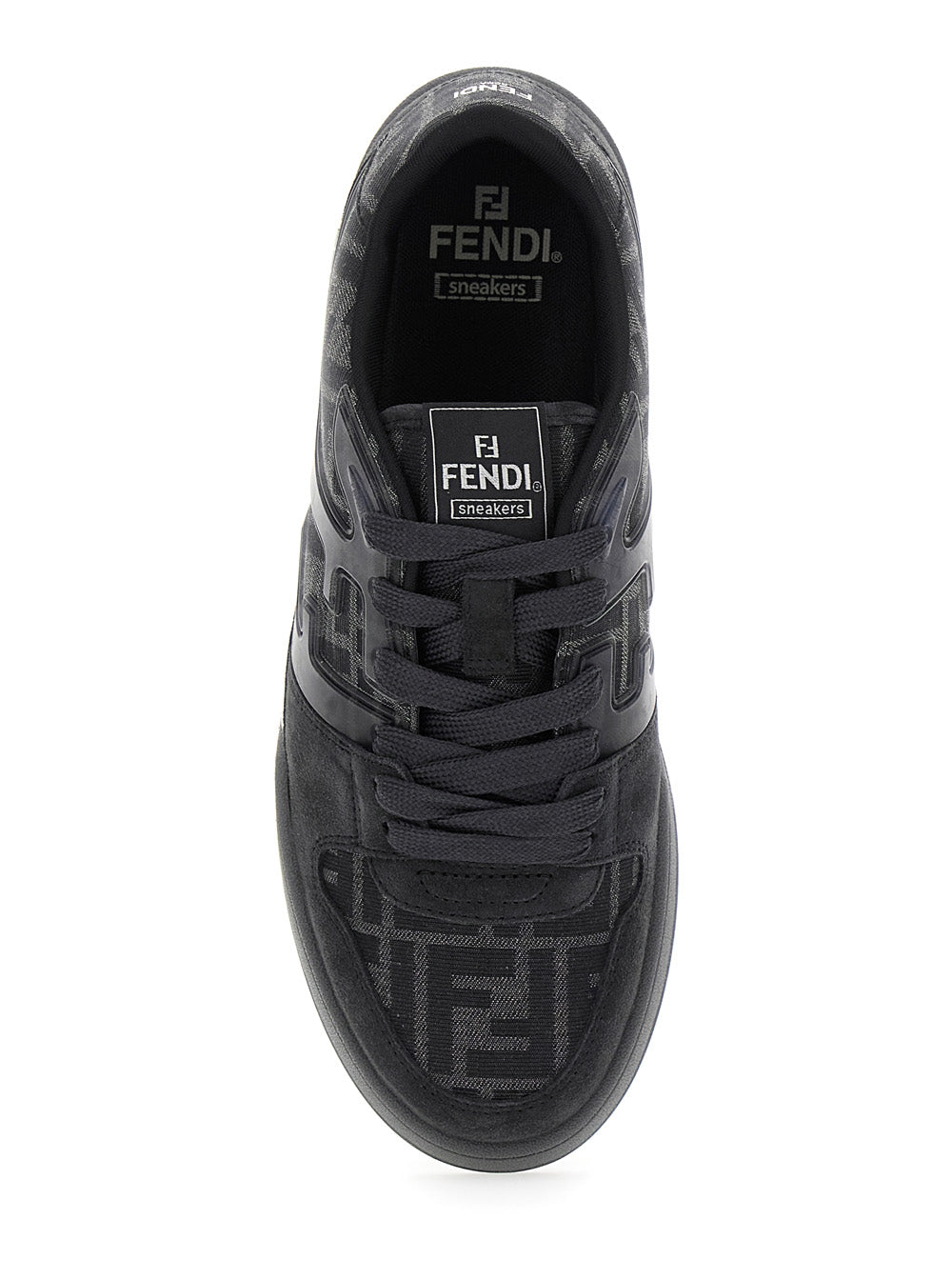 Fendi Men Sneakers 'Match' With Logo Patch On The Tongue And Ff Motif All-Over In Grey Leather For Men FENDI