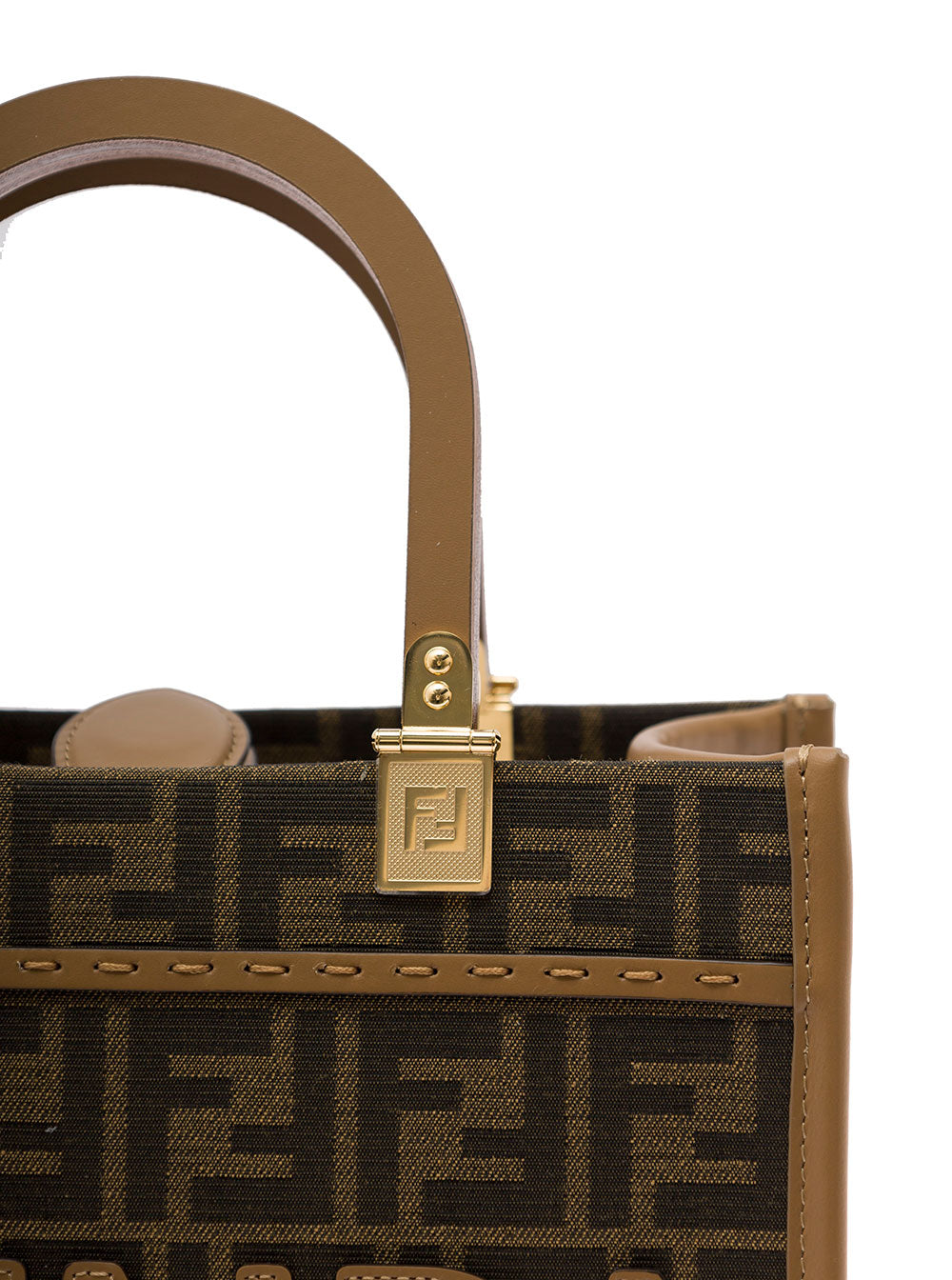 Fendi Women Tote Bag 'Piccola Sunshine' With Ff Jacquard Fabric And Brown Leather For Women FENDI