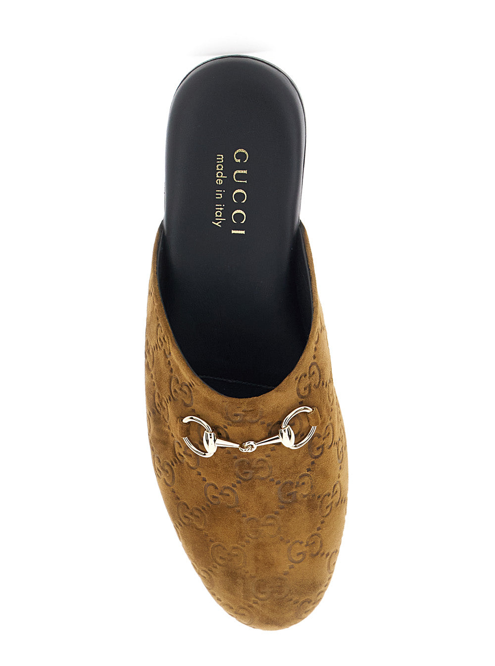 Gucci Women Brown Mule With Horsebit On The Front And All-Over Gg Motif In Suede Woman GUCCI