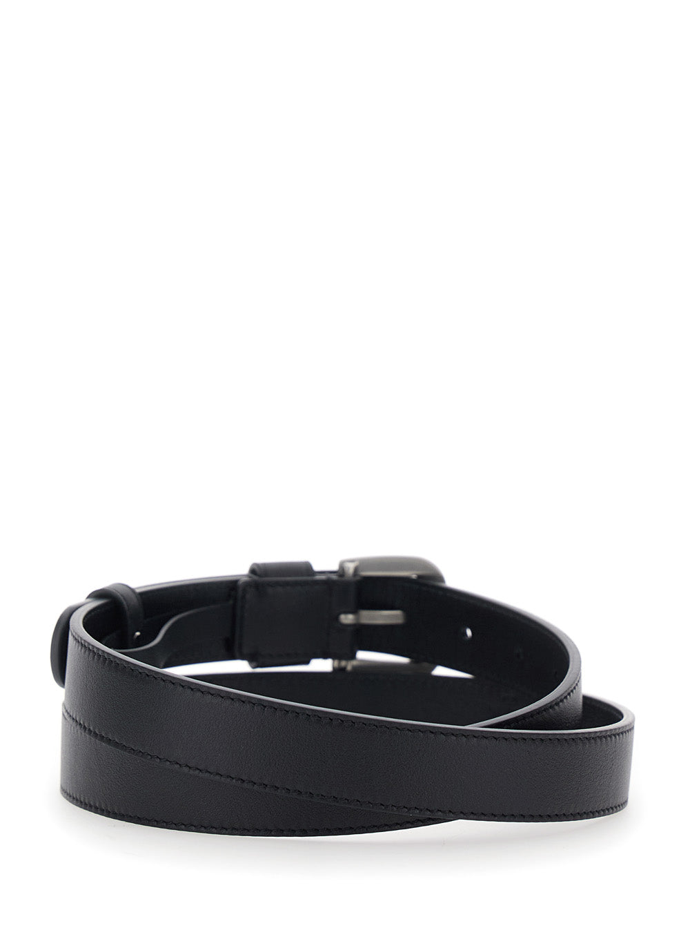 Valentino Garavani Men Black Belt With Front Buckle Closure And Vlogo Plaque On The Loop In Leather Man VALENTINO GARAVANI