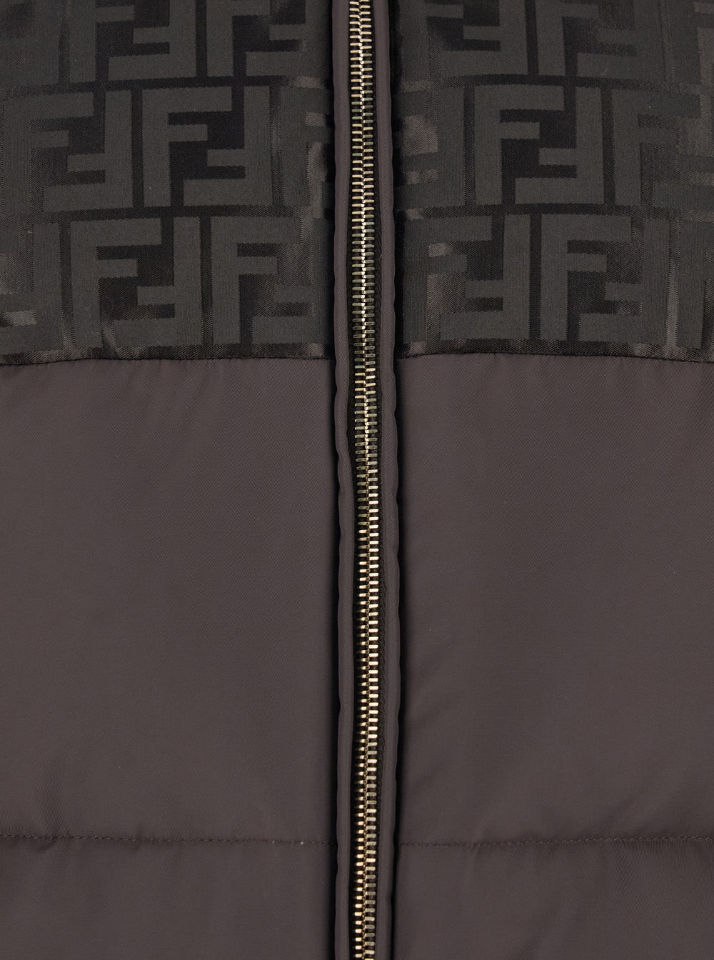 Fendi Women Brown Down Jacket With Drawstring Hood And Ff Motif In Tech Fabric Woman FENDI