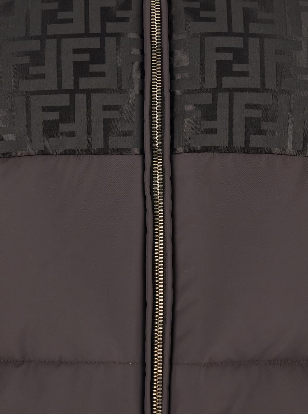 Fendi Women Brown Down Jacket With Drawstring Hood And Ff Motif In Tech Fabric Woman FENDI