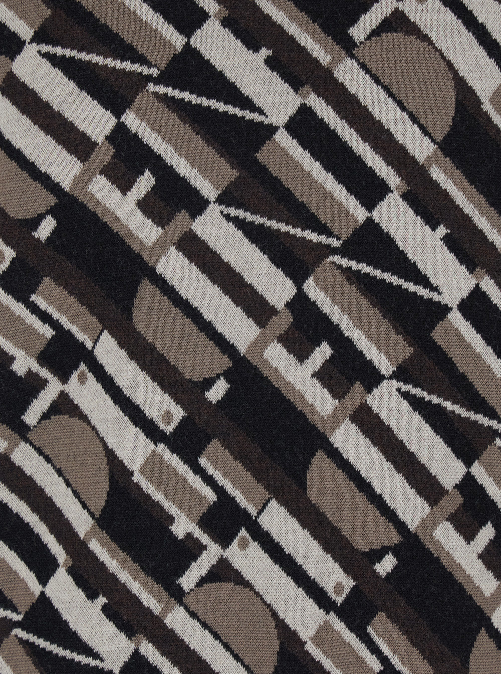 Fendi Men Brown Crewneck Sweater With All-Over Geometric Motif In Wool Man