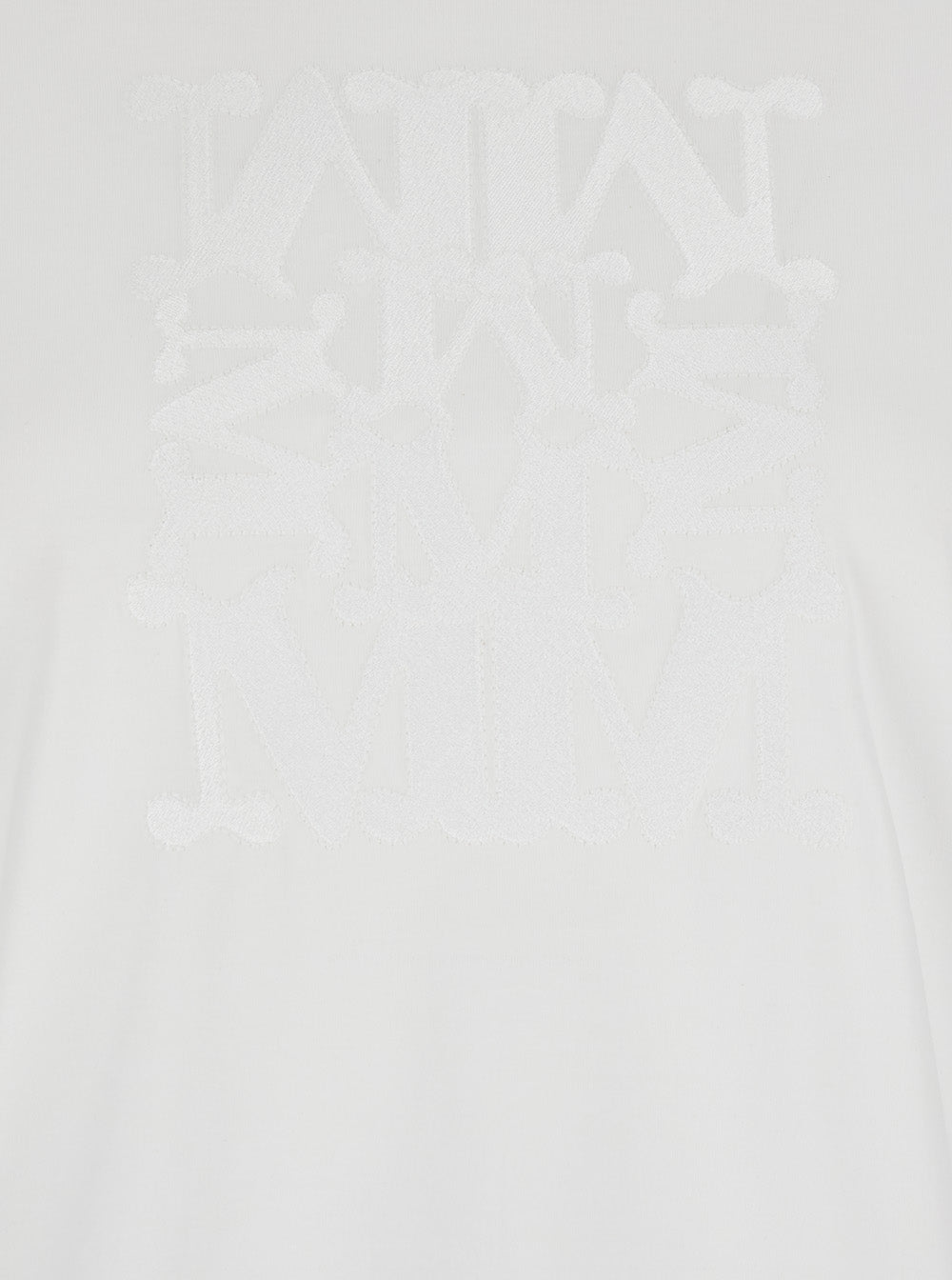Max Mara Women White Crewneck T-Shirt With Tonal Logo On The Front In Cotton Woman MAX MARA