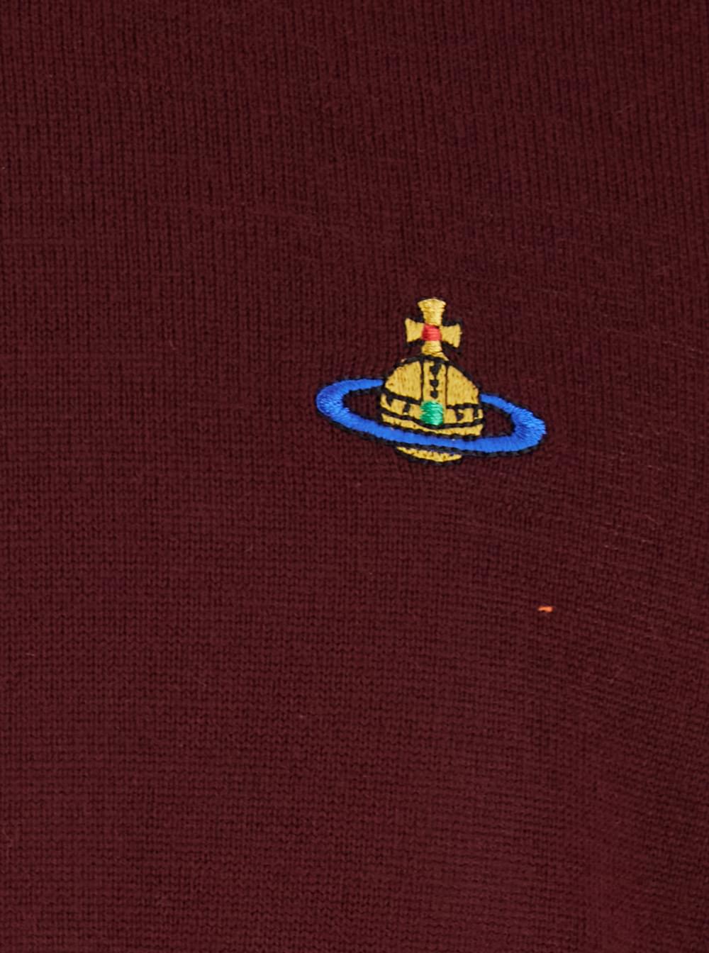 Vivienne Westwood Men Bordeaux Crew Neck Sweater With Dropped Shoulders And Orb Logo On The Front In Wool Blend Man VIVIENNE WESTWOOD