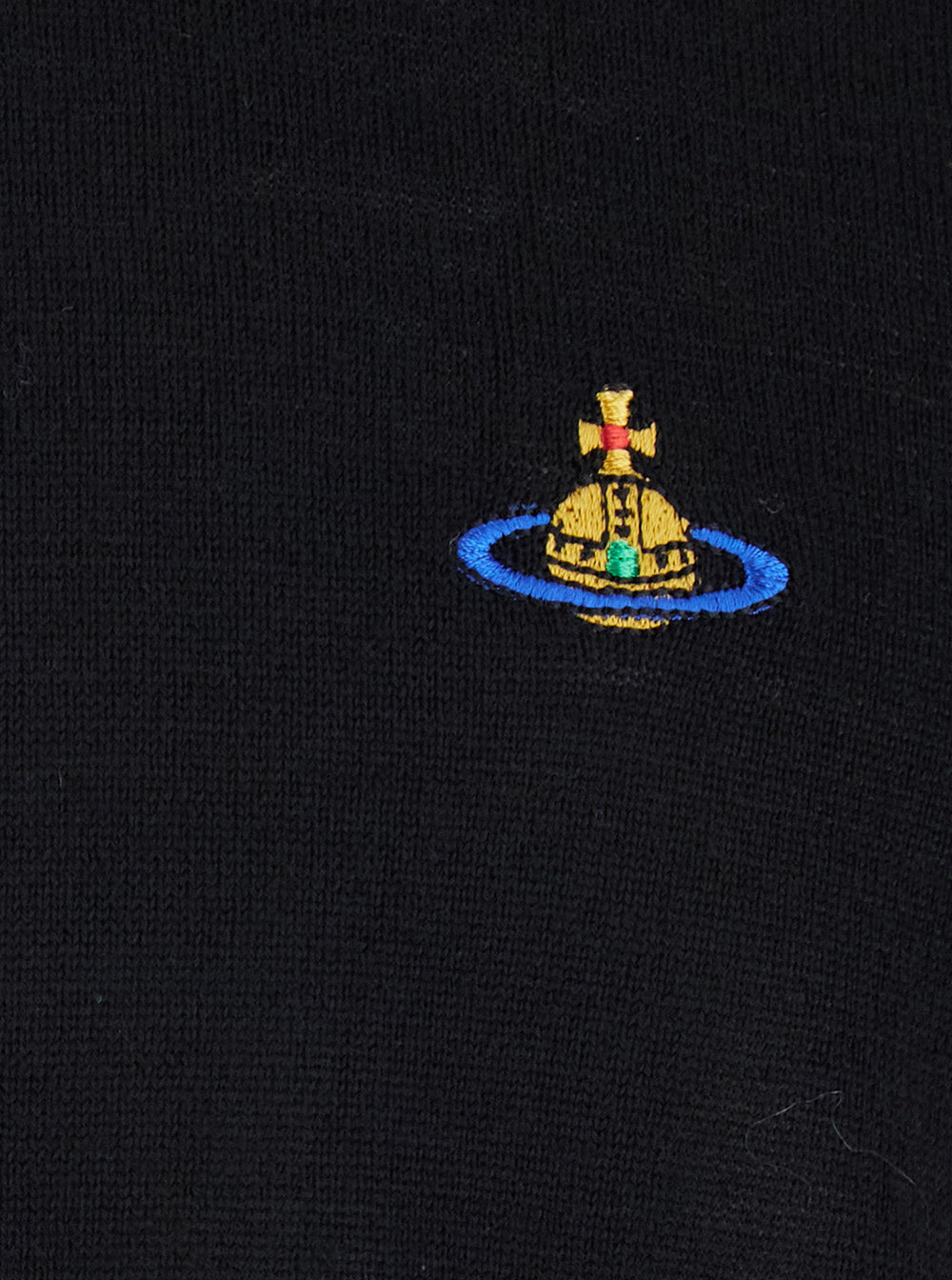Vivienne Westwood Men Black Crew Necksweater With Orb Logo Embroidered On The Front In Wool Blend Man VIVIENNE WESTWOOD