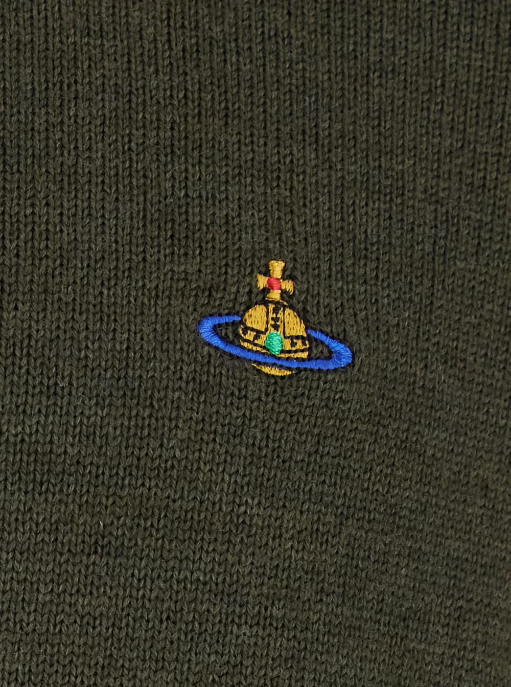 Vivienne Westwood Men Green Crew Neck Sweater With Orb Logo Embroidered On The Front In Wool Blend Man VIVIENNE WESTWOOD