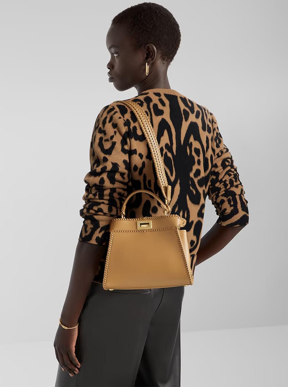 Fendi Women 'Mini Peekaboo' Black Handbag With Twist Lock In Leather Woman FENDI