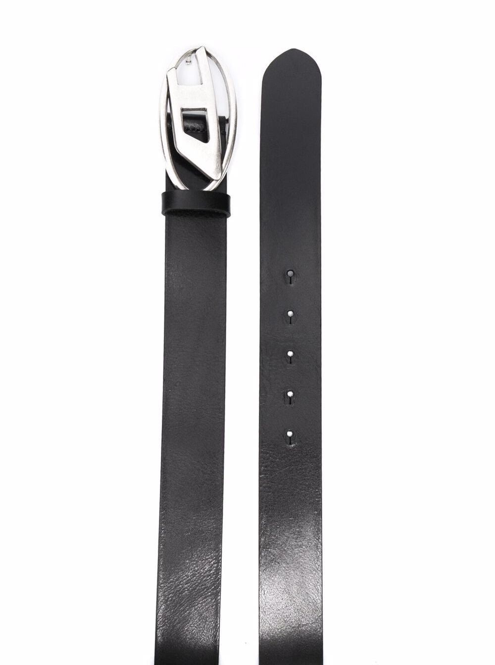 Diesel Men Black Belt With Oval D Logo Buckle In Leather Man DIESEL
