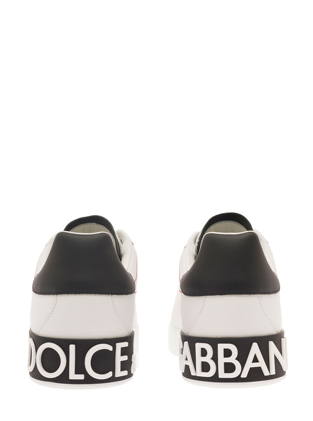 Dolce & Gabbana Men Low Sneakers 'Portofino' With Applied Logo And Contrasting Stitching In Smooth White Leather For Men DOLCE & GABBANA