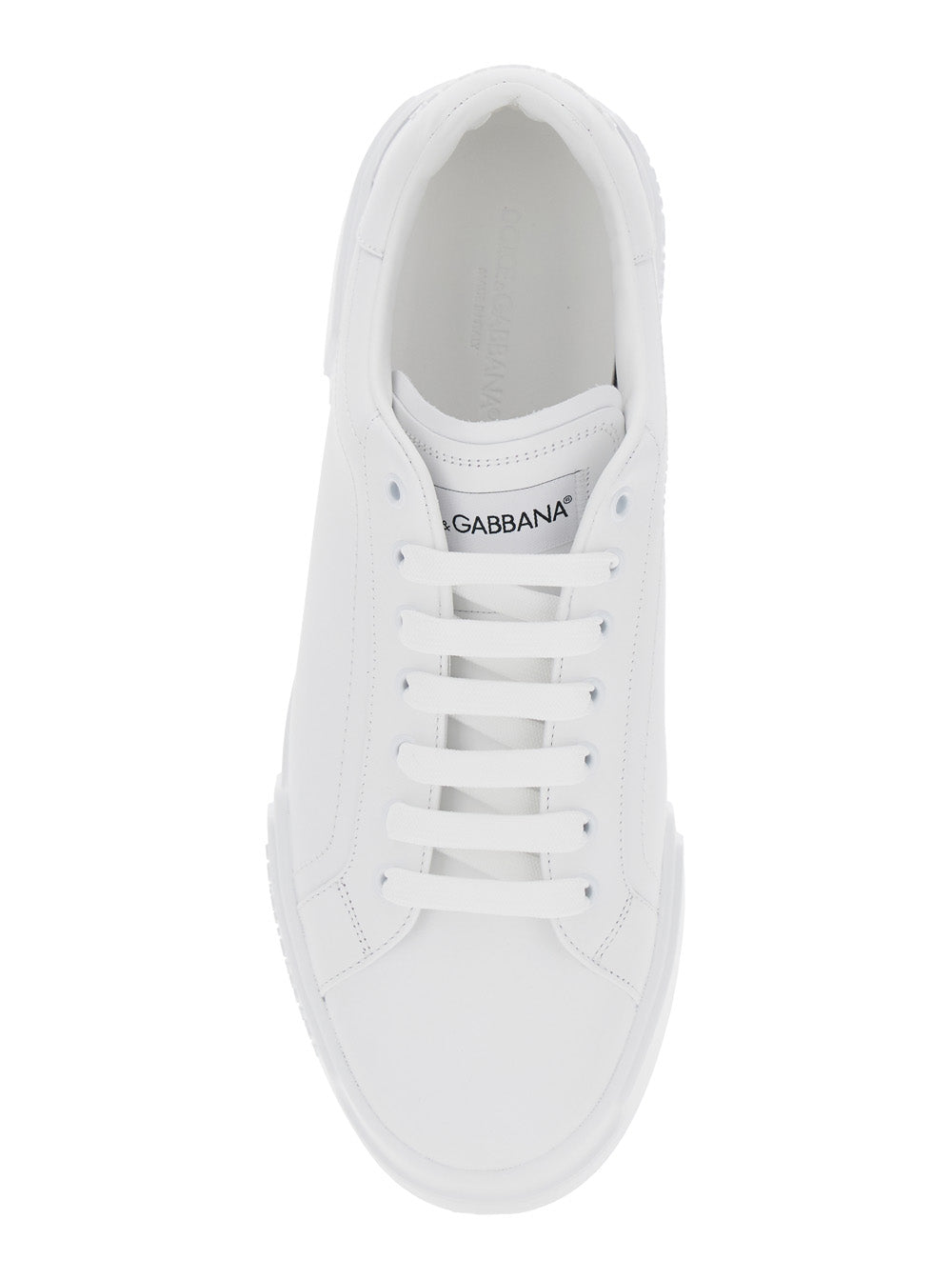 Dolce & Gabbana Men Sneaker 'Portofino Light' With Logo Patch On The Tongue And Tone-On-Tone Lettering Logo On The Heel In White Leather Men DOLCE & GABBANA