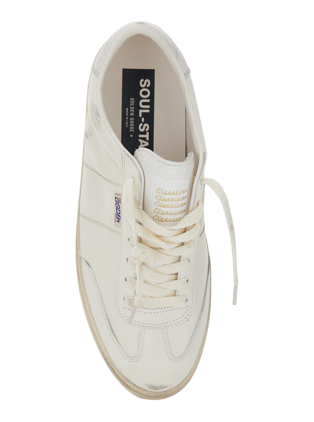 Golden Goose Men Low Sneakers 'Soul-Star' With Metallic Heel In White Leather For Men GOLDEN GOOSE