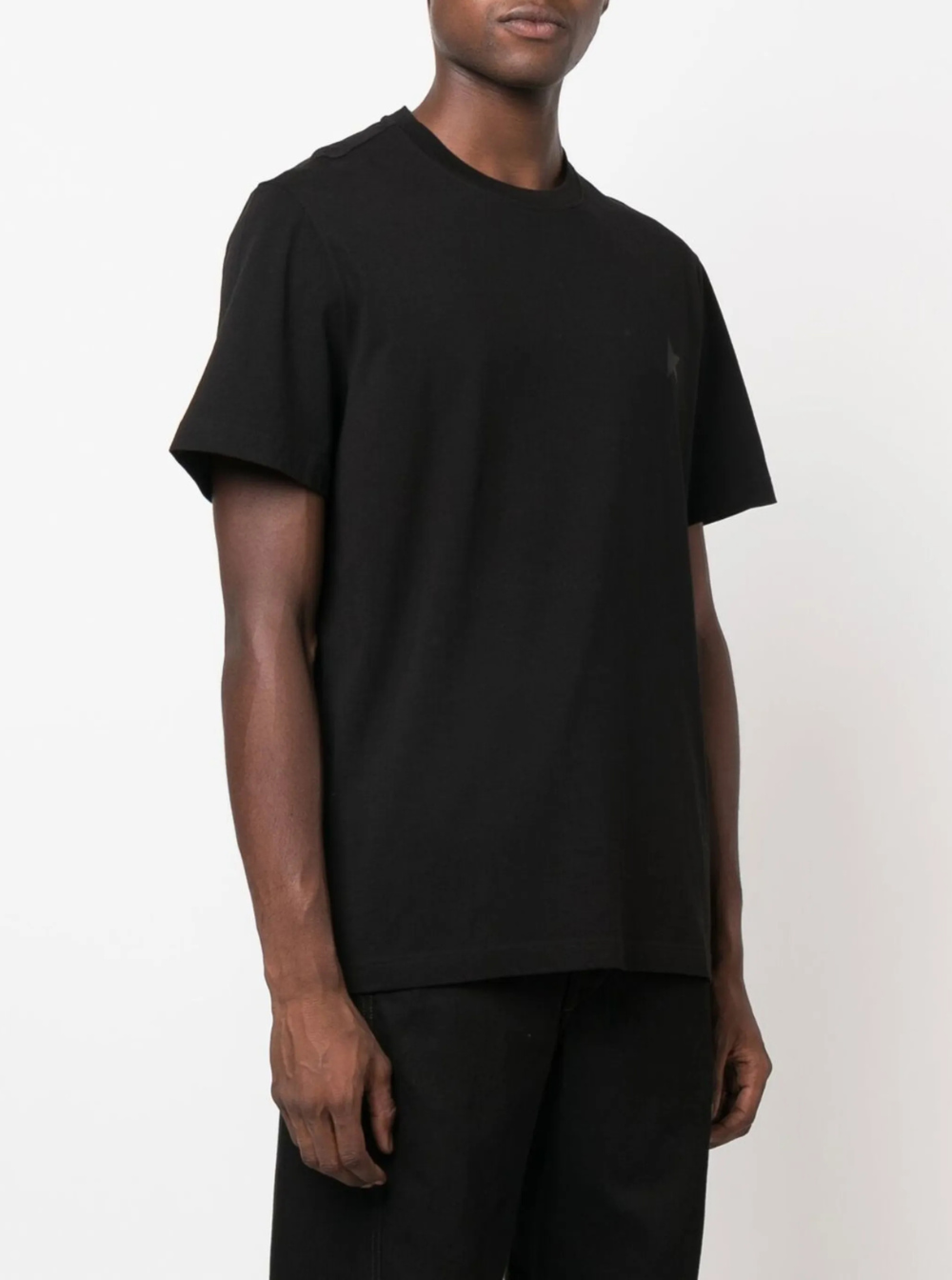 Golden Goose Men Crew Neck T-Shirt With Star Detail On The Front In Black Cotton For Men GOLDEN GOOSE