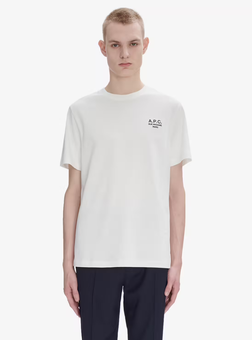 A.P.C. Men White Crewneck T-Shirt With Logo Embroidered On The Front In Cotton Man A.P.C.