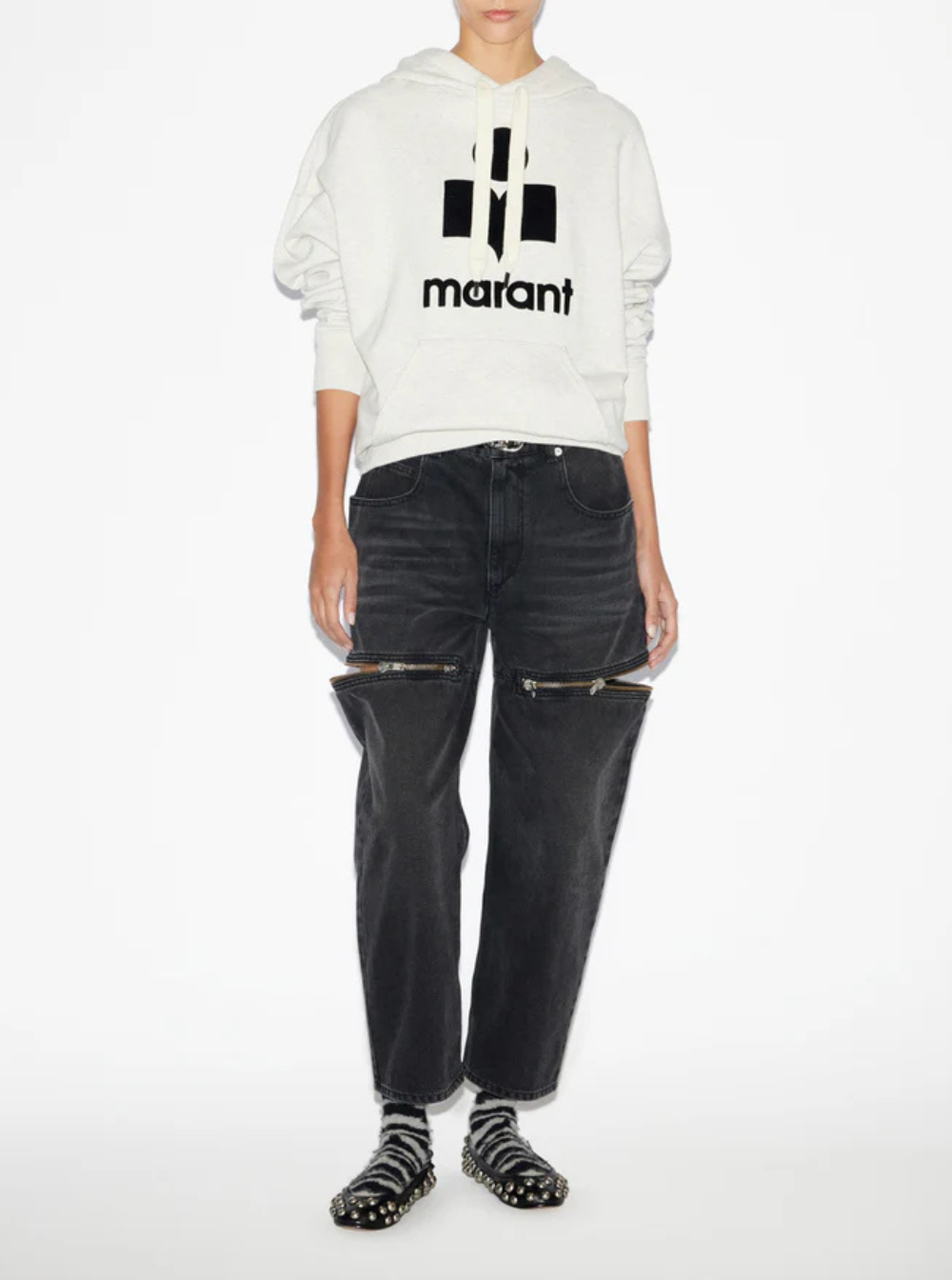 Isabel Marant Etoile Women White Hoodie With Tonal Logo Print In Cotton Blend Woman ISABEL MARANT ETOILE