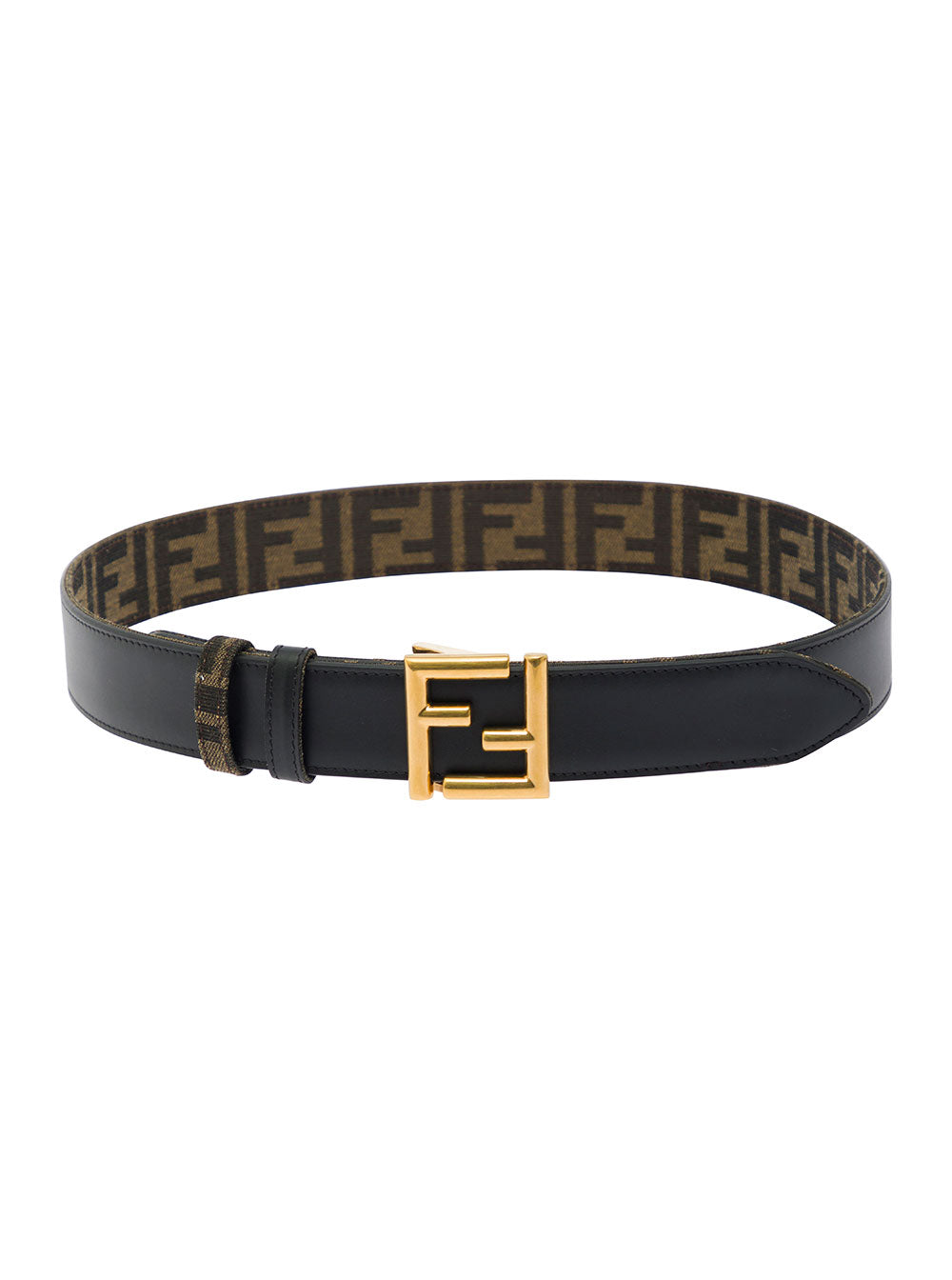 Fendi Women Reversible Belt With Ff Logo Buckle In Brown And Black Leather For Women FENDI