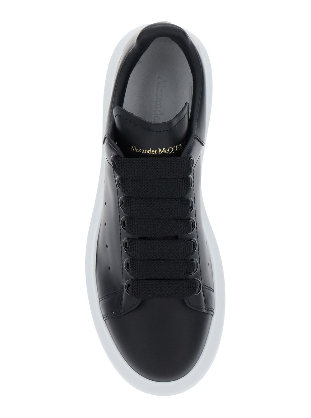 Alexander Mcqueen Women Low Top Sneakers 'Alexander Mcqueen' With Logo Lettering On Tongue And Heel In Black Leather For Women ALEXANDER MCQUEEN