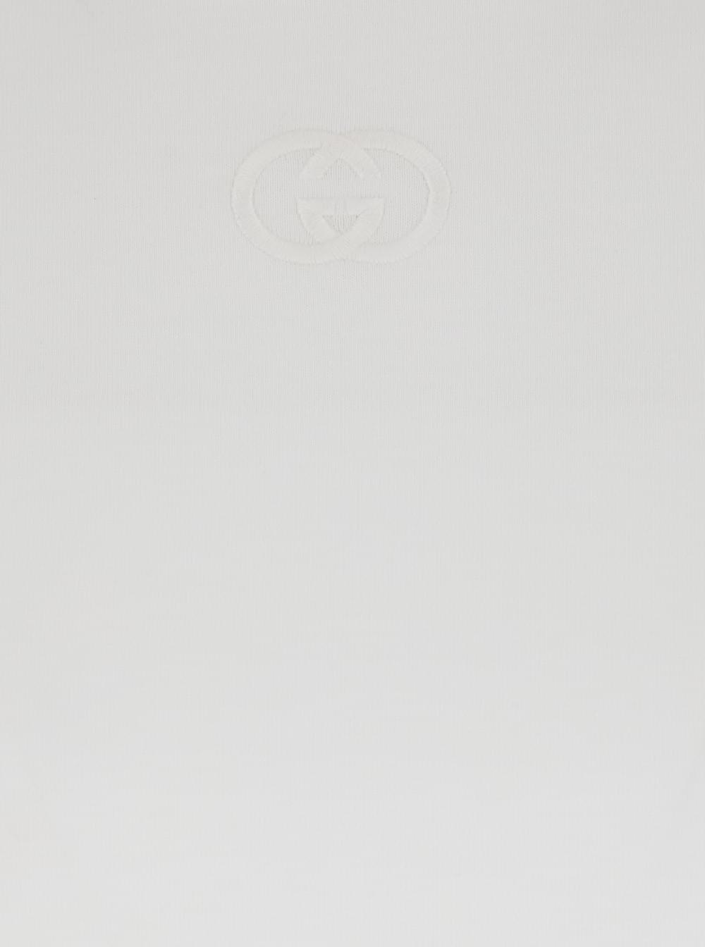 Gucci Women White Crewneck T-Shirt With Tonal Gg Embroidery On The Front In Cotton Woman GUCCI