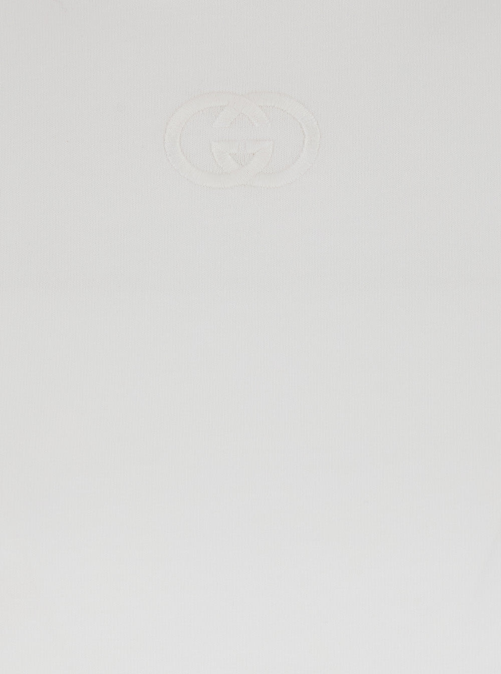 Gucci Women White Crewneck T-Shirt With Tonal Gg Embroidery On The Front In Cotton Woman GUCCI