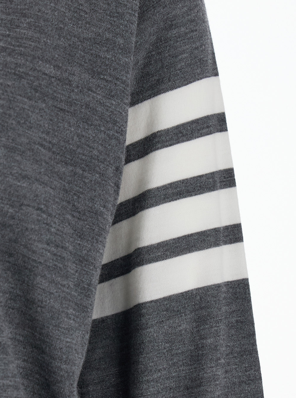 Thom Browne Men Grey Crew Neck Sweater With 4-Bar Detail In Virgin Wool Man THOM BROWNE