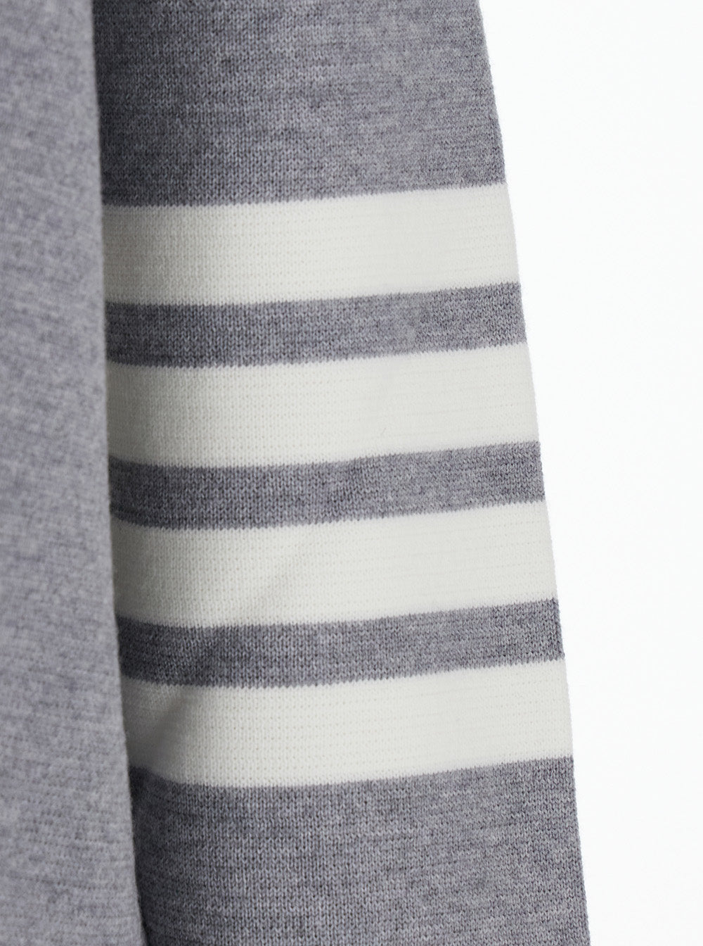 Thom Browne Men Grey Cardigan With V Neck And Striped Detail On The Sleeve In Wool Man THOM BROWNE