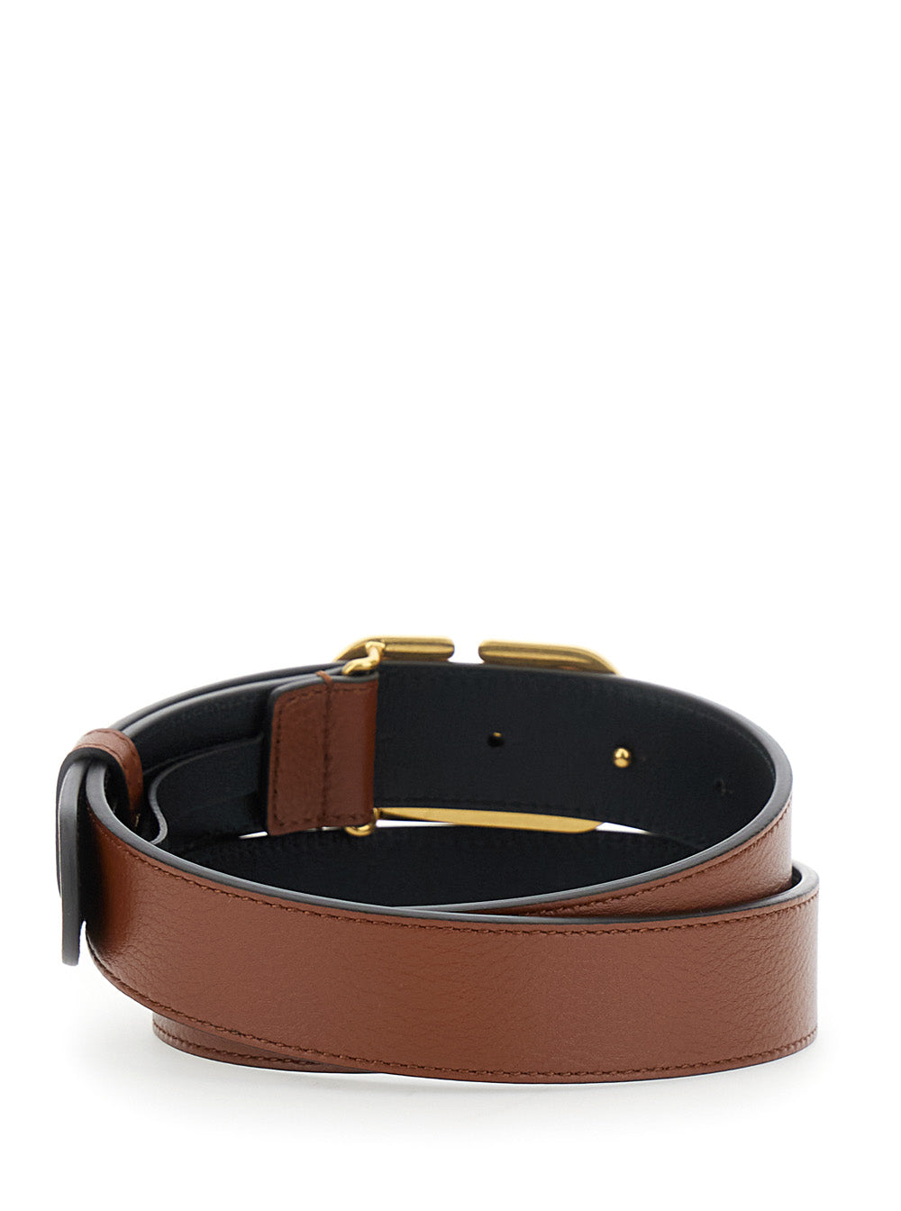 Valentino Garavani Women Brown Belt With Vlogo Buckle In Leather Woman VALENTINO GARAVANI