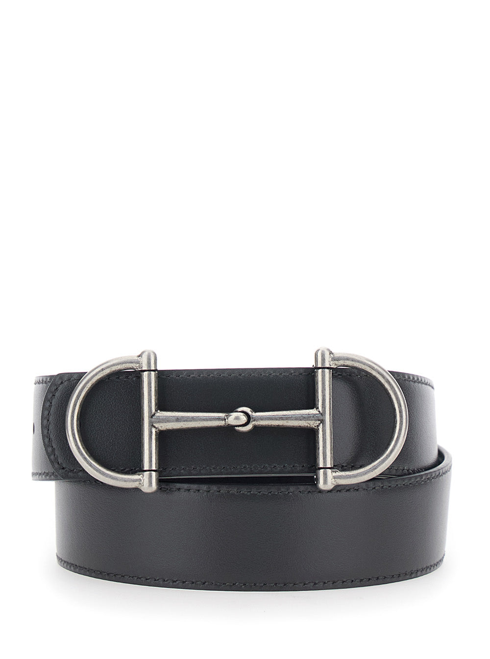 Gucci Men Belt With Horsebit On The Front In Black Leather For Men GUCCI