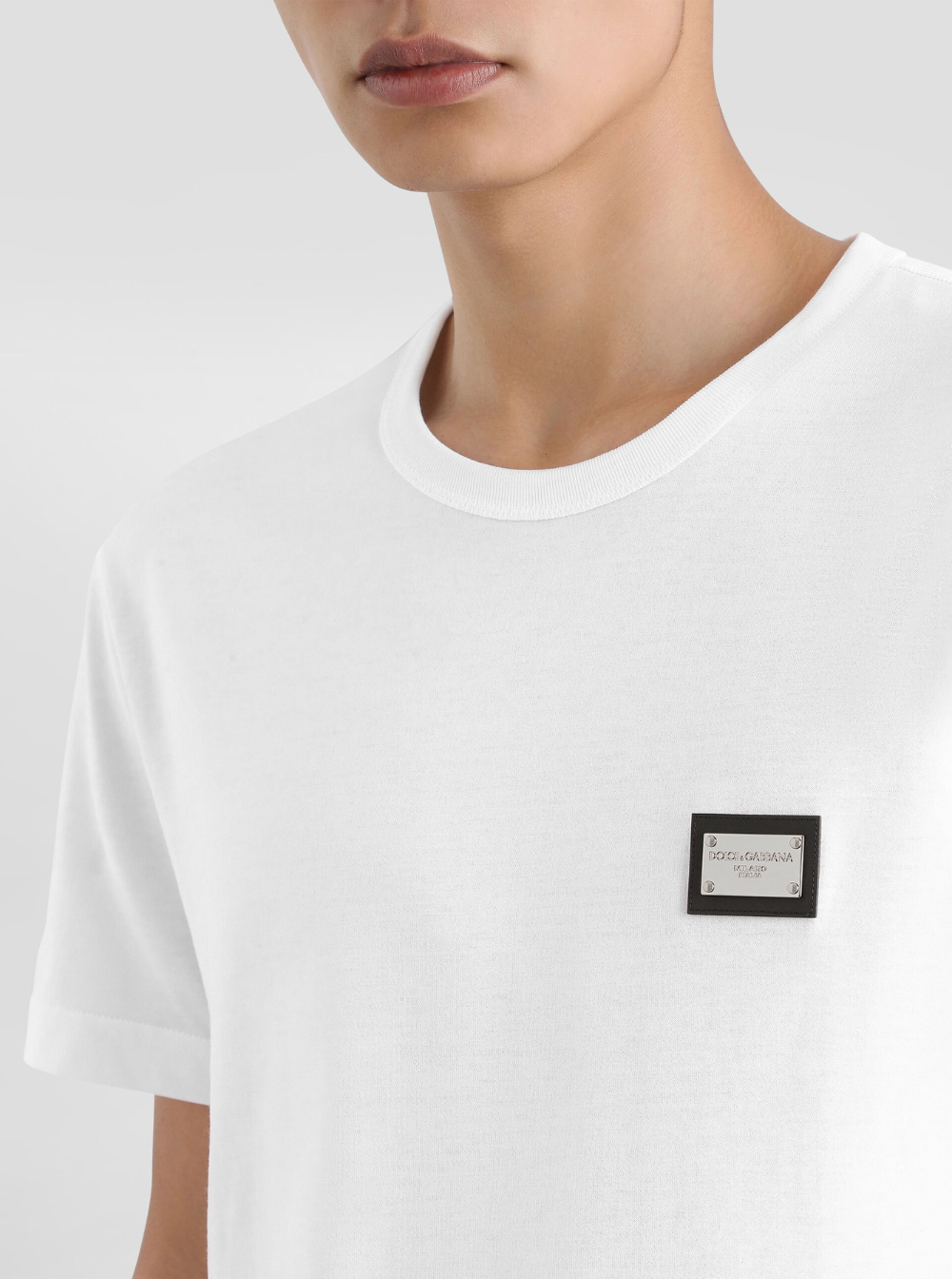 Dolce & Gabbana Men Crew Neck 'Logo' White T-Shirt With Tag For Men DOLCE & GABBANA