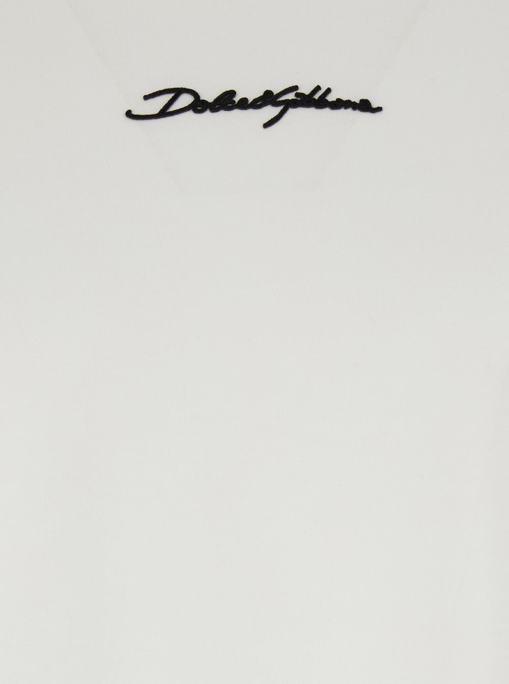 Dolce & Gabbana Men White Crewneck T-Shirt With Signature Logo In Cotton Man DOLCE & GABBANA