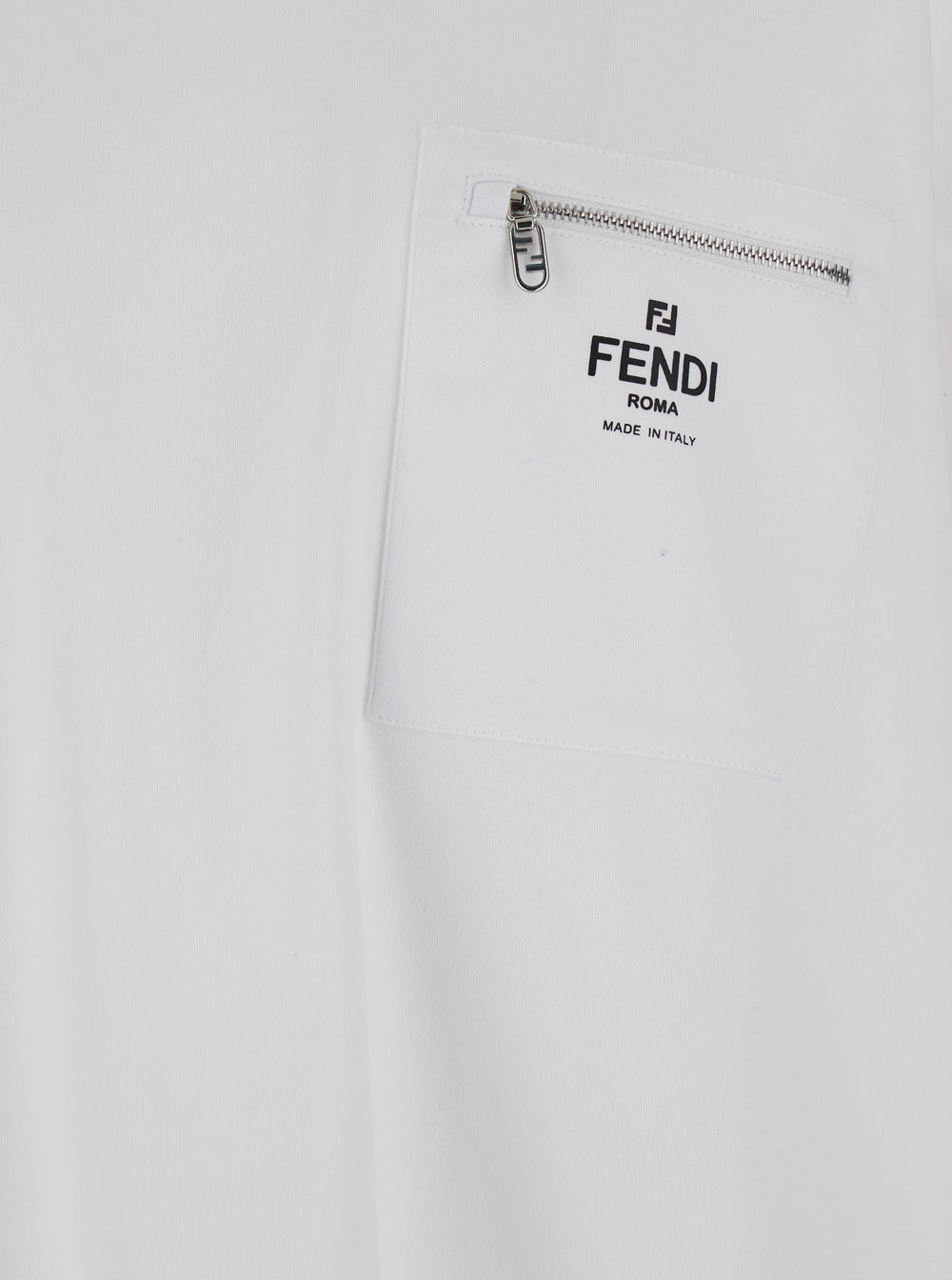Fendi Men White T-Shirt With Logo Print On The Front In Men's Cotton FENDI