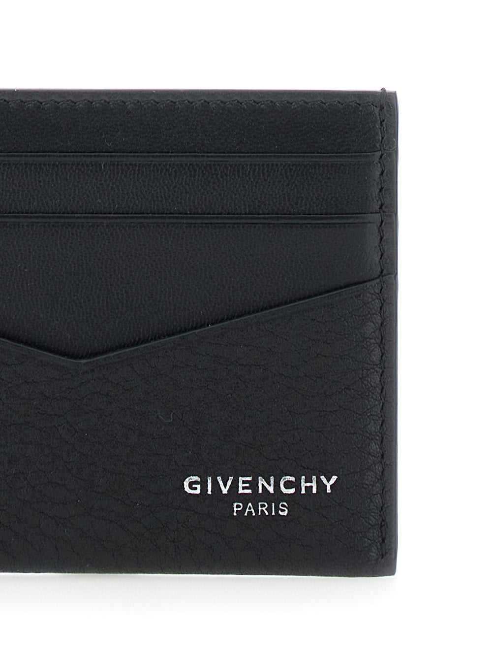 Givenchy Men Black Card Holder With V Detail And Logo Lettering On The Front In Leather Man GIVENCHY