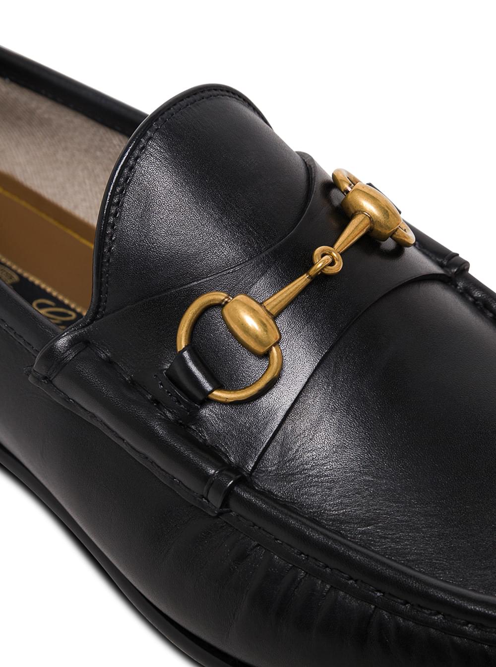 Gucci Men Loafers With Leather Clamp Detail Black Men GUCCI